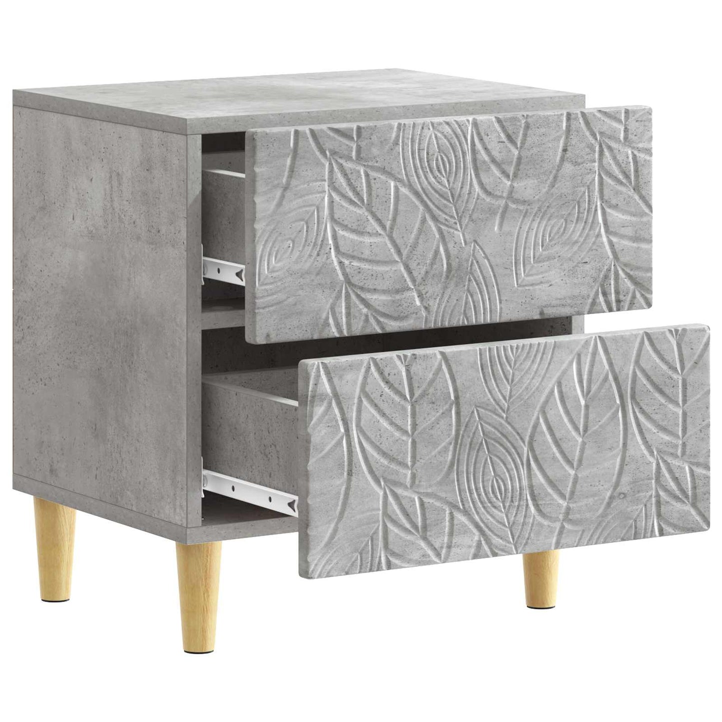 Nattbord 2 pcs Betonggrå 43 x 34,5 x 48 cm Konstruert tre