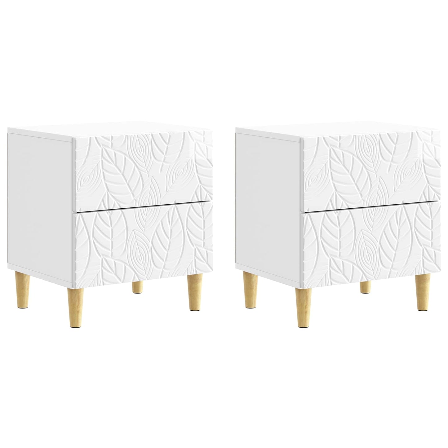 Nattbord 2 pcs Høgglans hvit 43 x 34,5 x 48 cm Konstruert tre