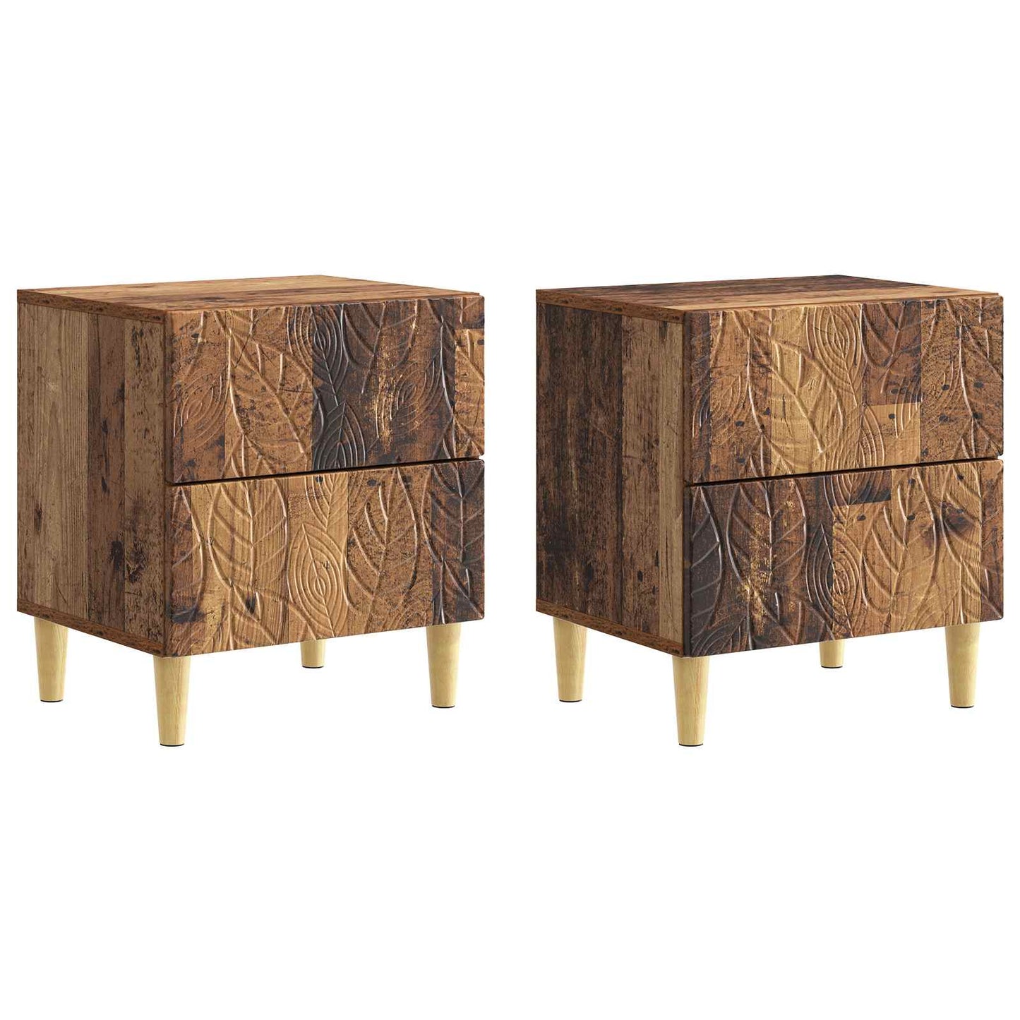 Nattbord 2 pcs Gammelt tre 43 x 34,5 x 48 cm Konstruert tre