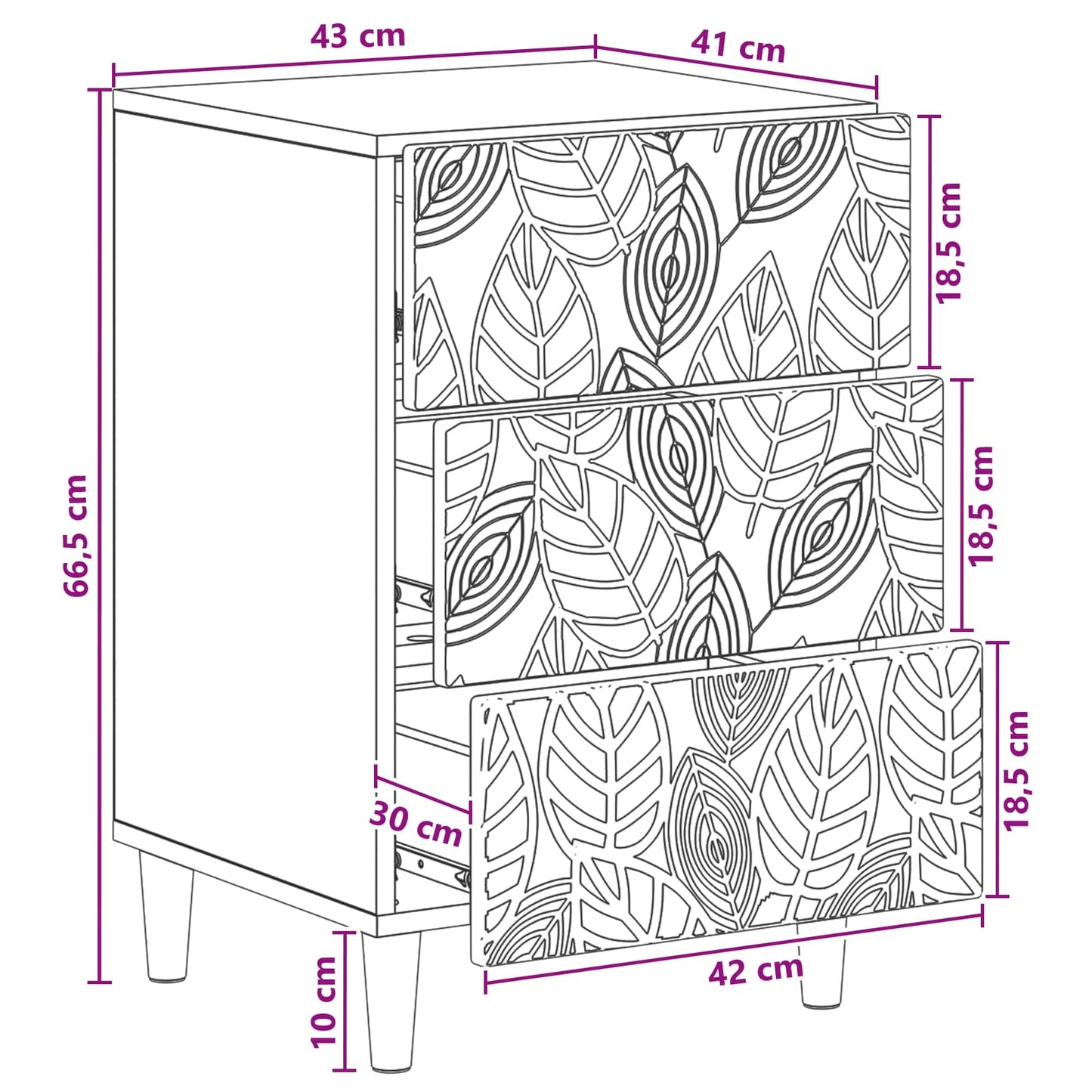 Nattbord Artisan eik 43 x 39,5 x 66,5 cm Konstruert tre