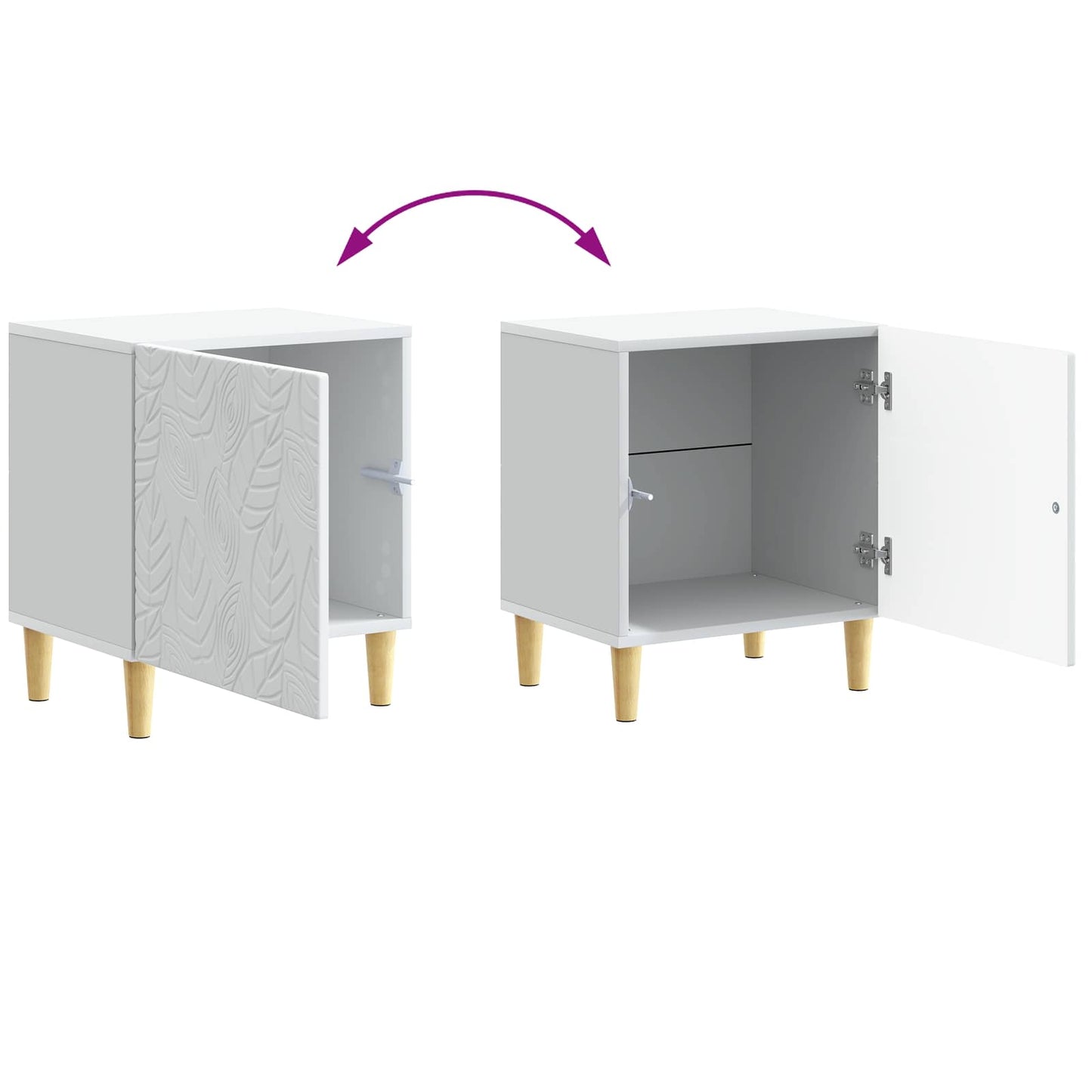 Nattbord 2 pcs Hvit 43 x 34,5 x 50 cm Konstruert tre