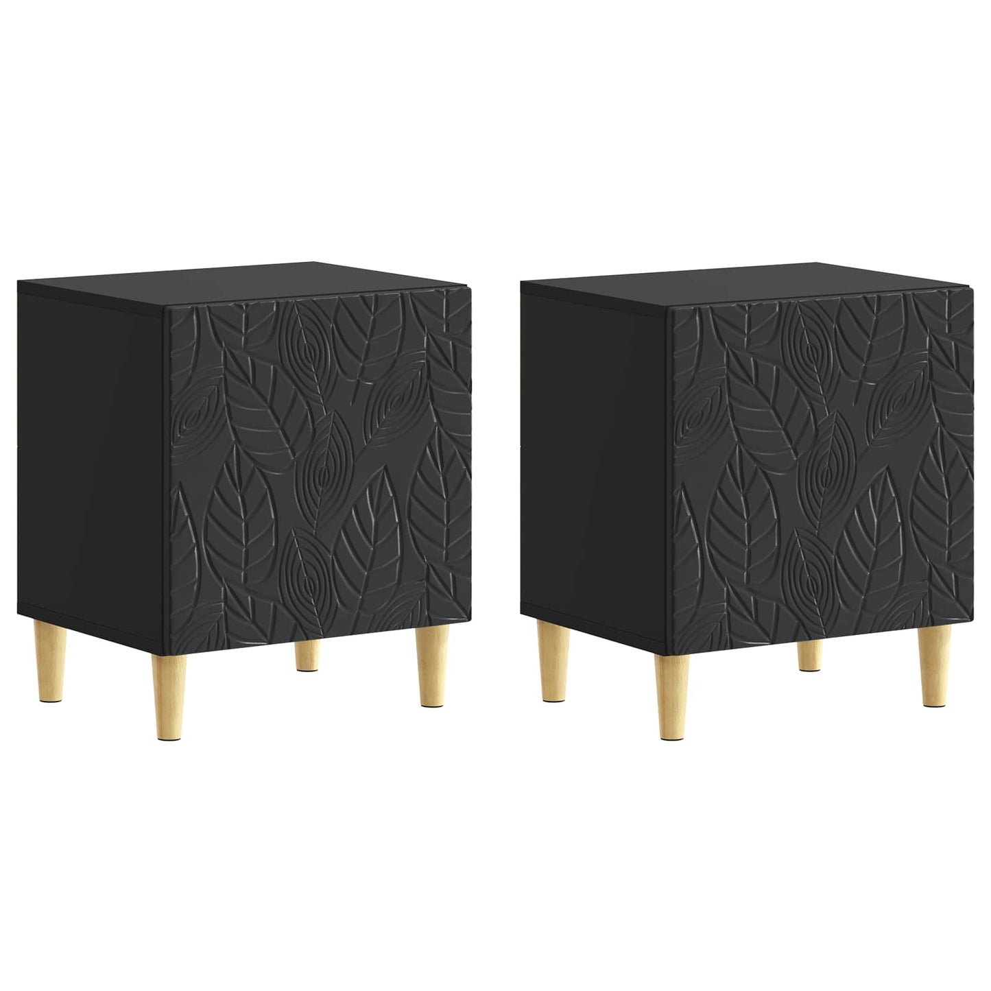Nattbord 2 pcs Svart 43 x 34,5 x 50 cm Konstruert tre