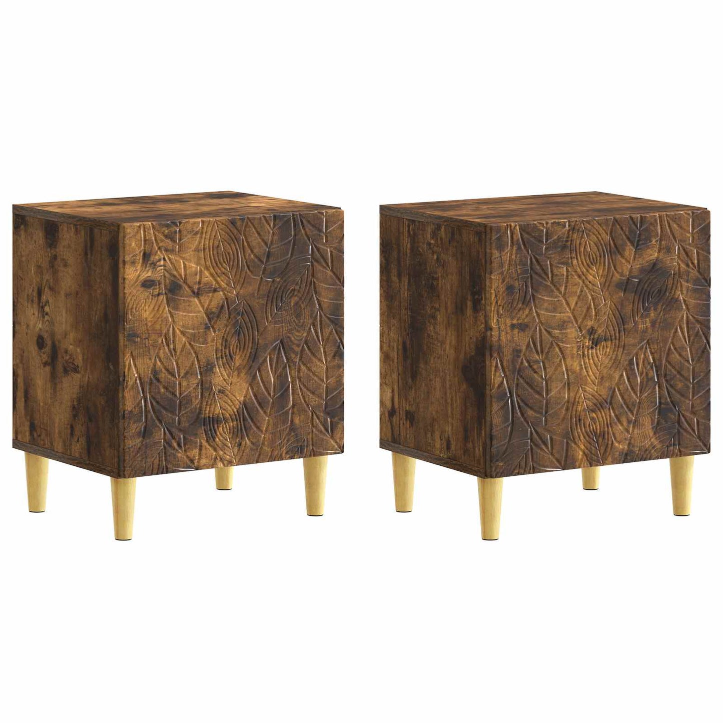 Nattbord 2 pcs Røkt Eik 43 x 34,5 x 50 cm Konstruert tre
