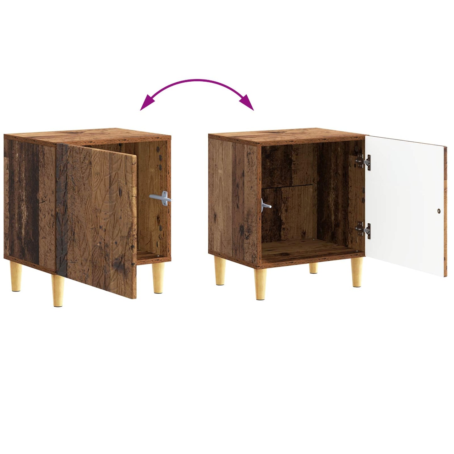 Nattbord 2 pcs Gammelt tre 43 x 34,5 x 50 cm Konstruert tre