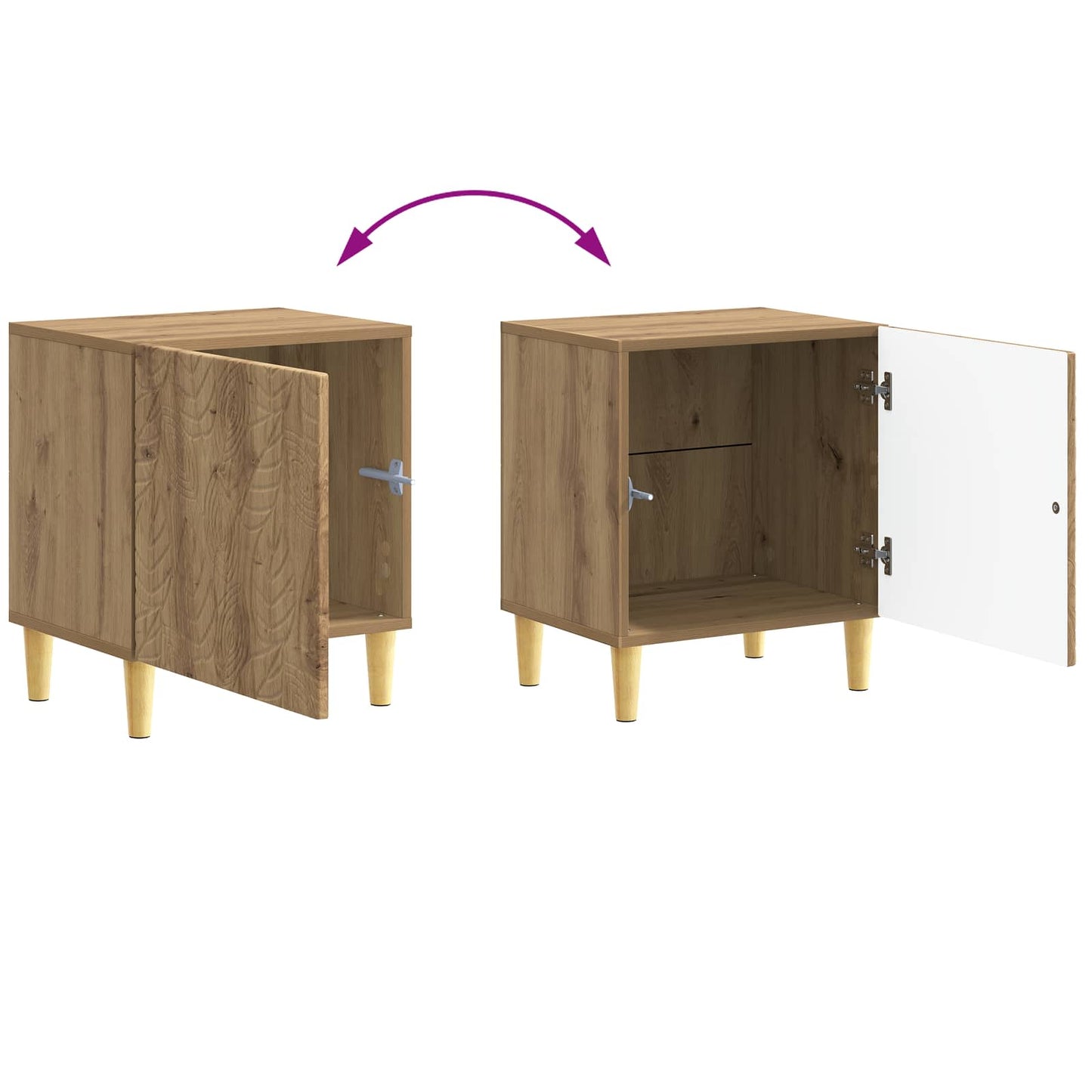 Nattbord 2 pcs Artisan eik 43 x 34,5 x 50 cm Konstruert tre