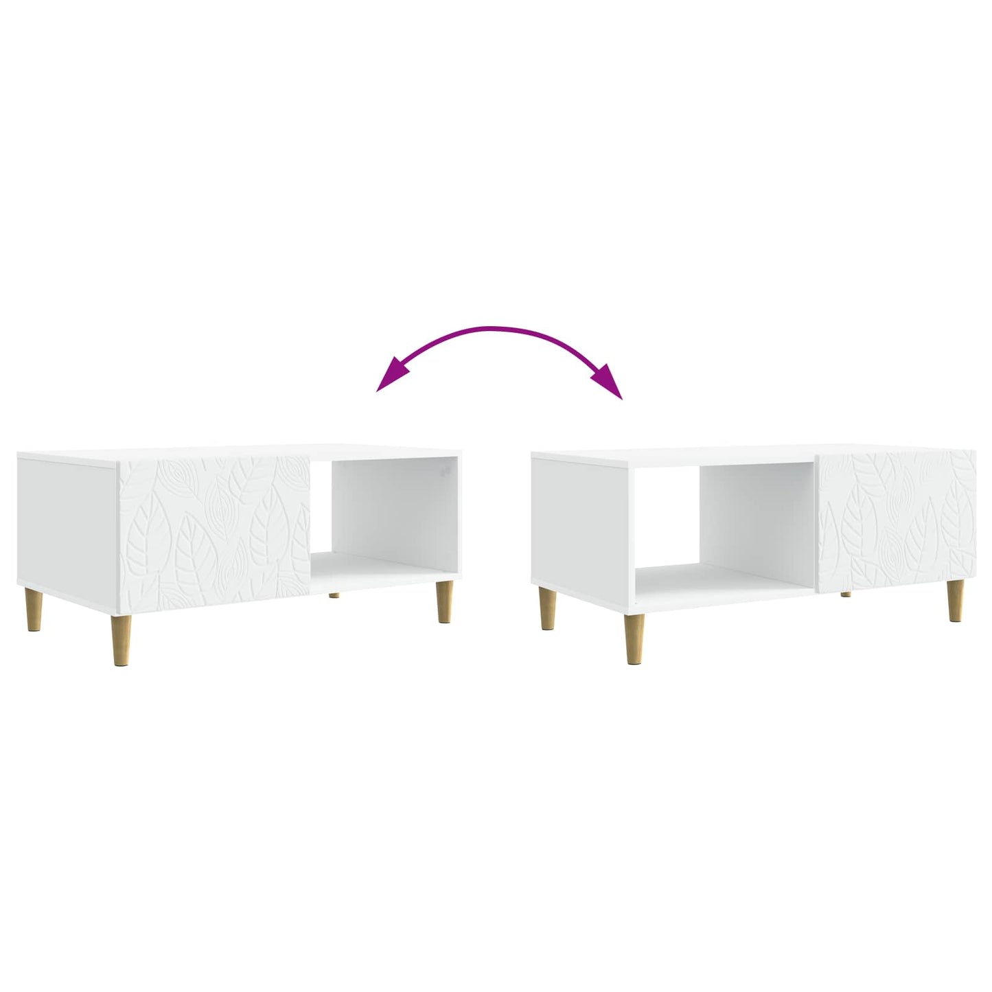 Kaffebord Hvit 90 x 50 x 40 cm Konstruert tre