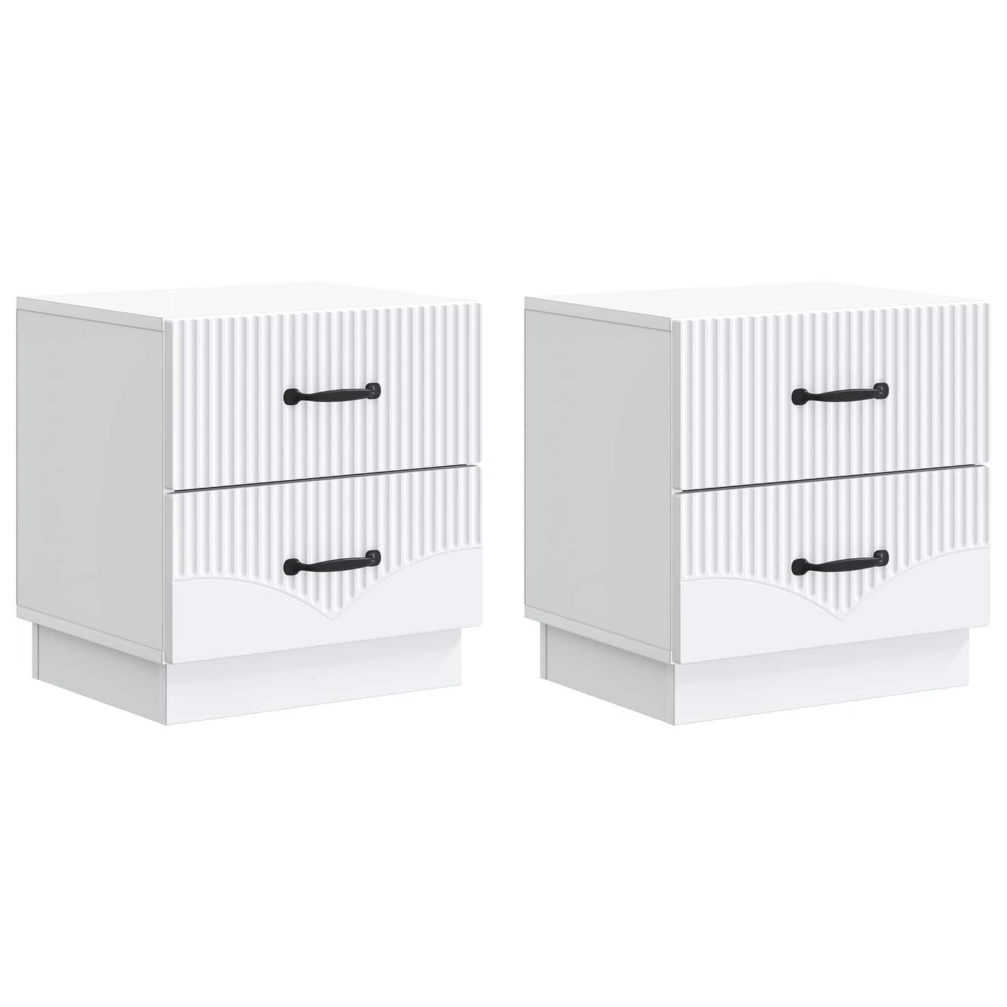Nattbordskap 2 pcs Hvit 43 x 34,5 x 44,5 cm Konstruert tre