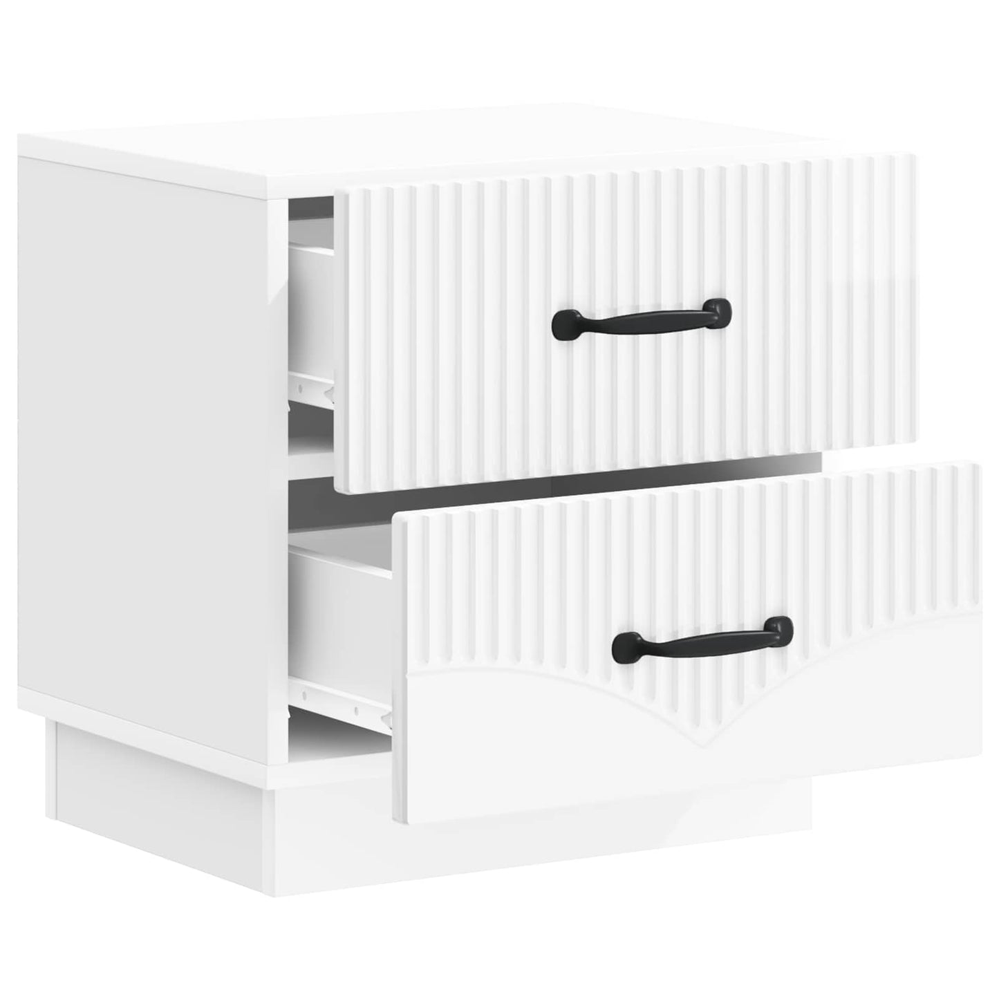 Nattbordskap med skuff 2 pcs Høgglans hvit 43 x 34,5 x 44,5 cm