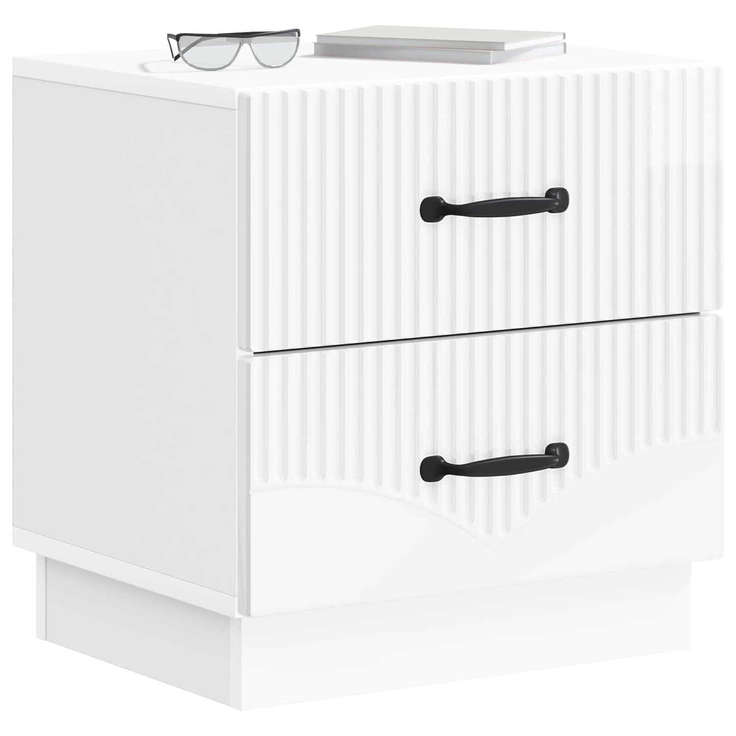 Nattbordskap med skuff 2 pcs Høgglans hvit 43 x 34,5 x 44,5 cm