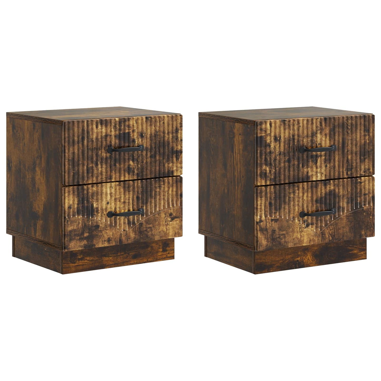 Nattbordskap 2 pcs Røkt Eik 43 x 34,5 x 44,5 cm Konstruert tre