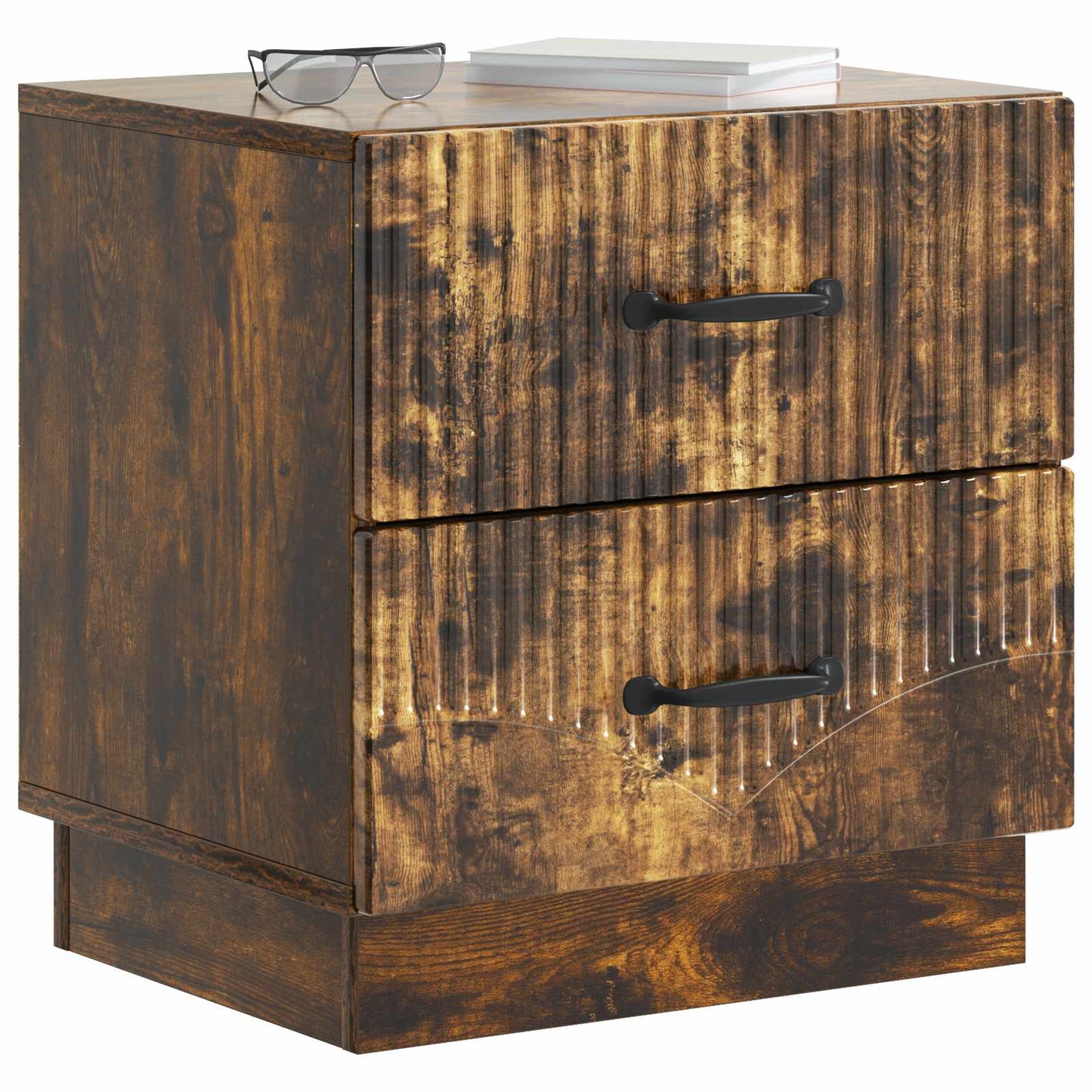Nattbordskap 2 pcs Røkt Eik 43 x 34,5 x 44,5 cm Konstruert tre