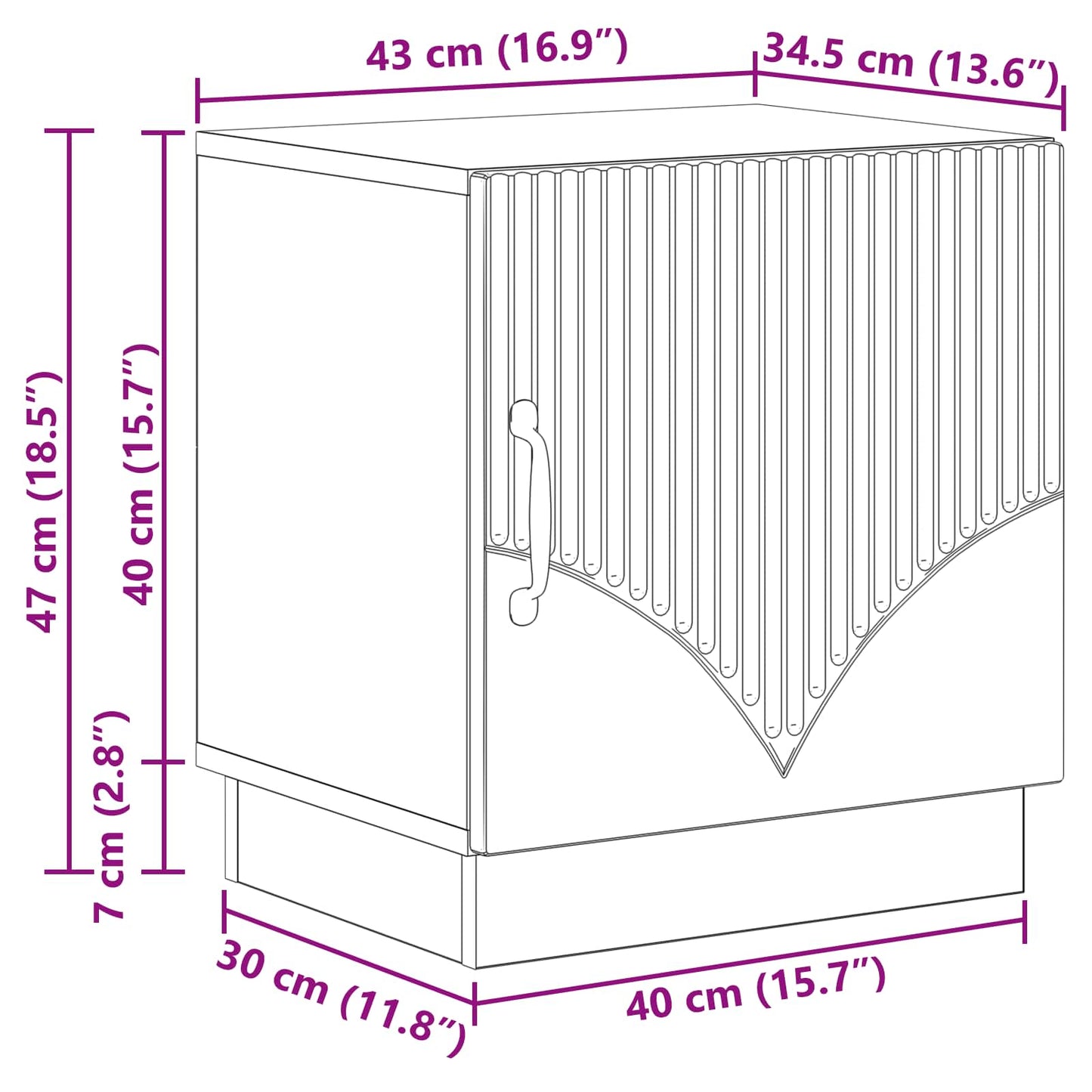 Nattbord Hvit 43 x 34,5 x 47 cm Konstruert tre