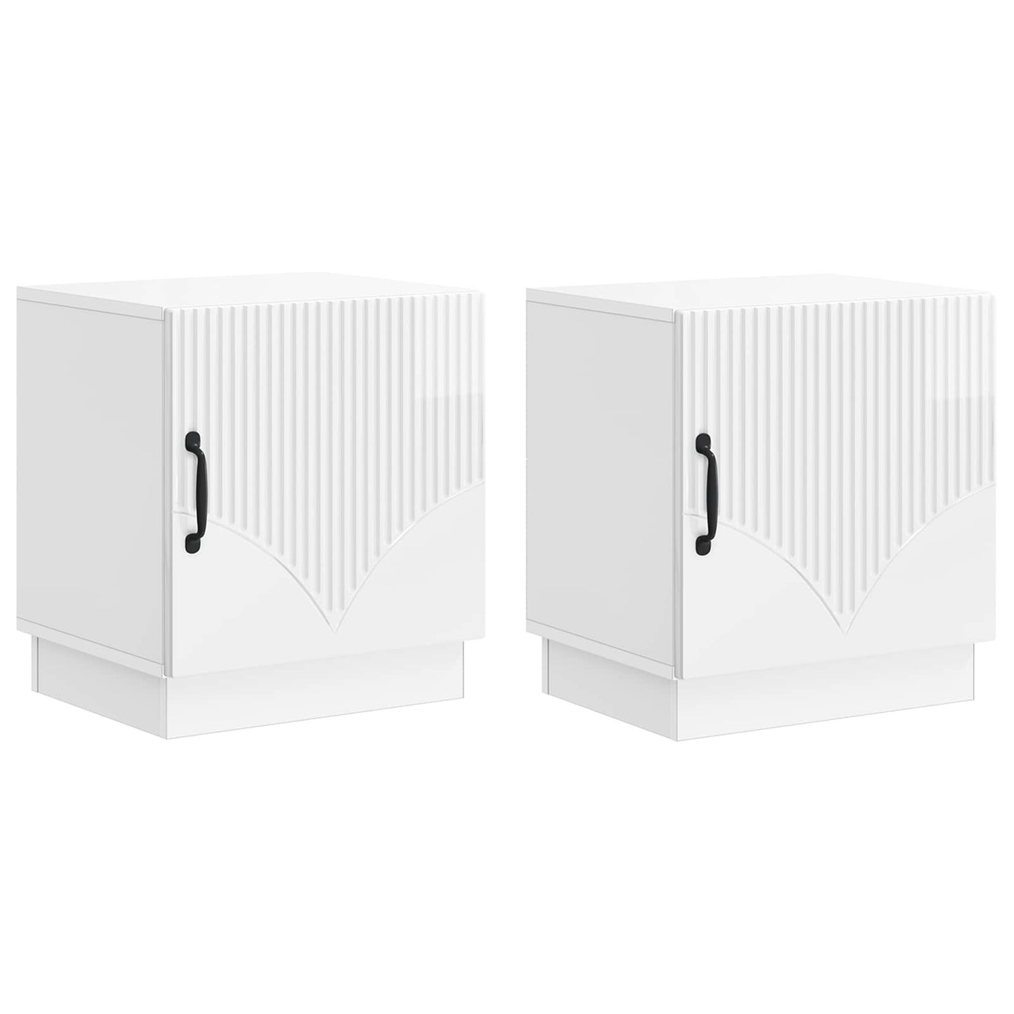 Nattbord 2 pcs Høgglans hvit 43 x 34,5 x 47 cm Konstruert tre
