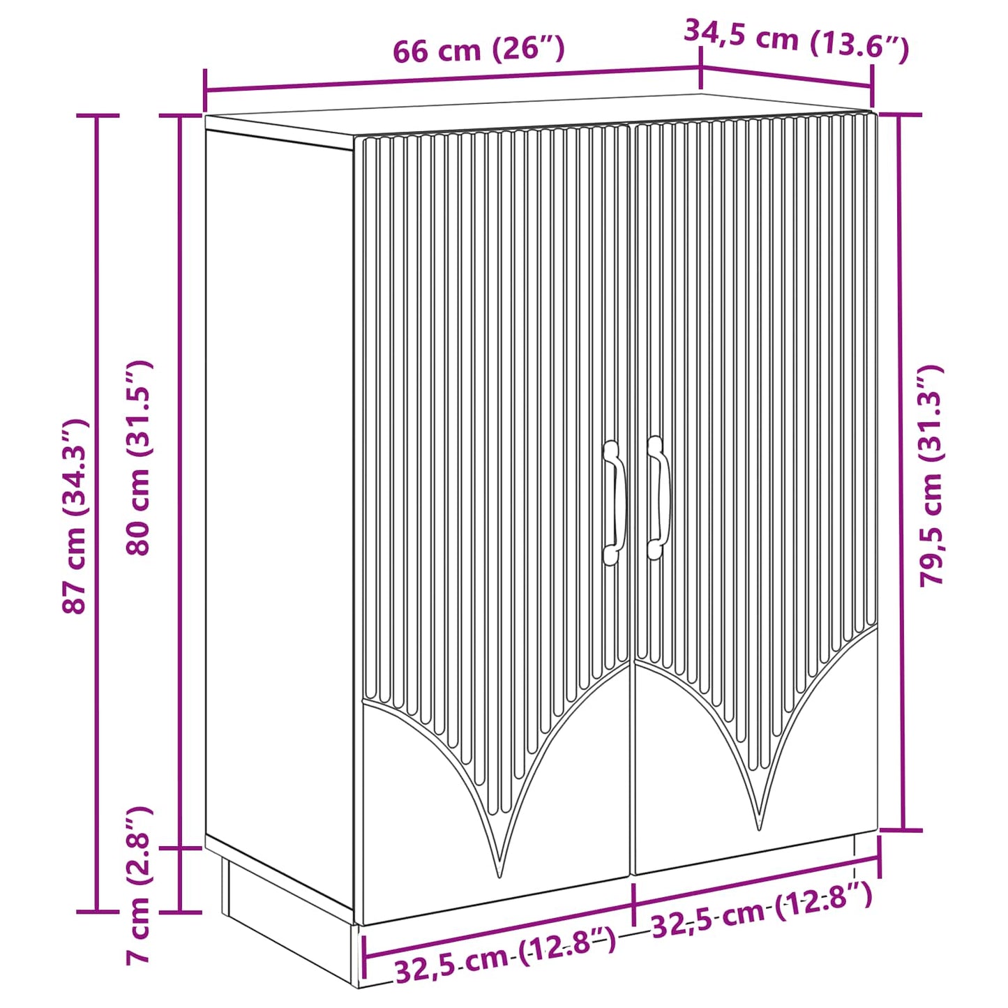 Serviesskap Betonggrå 66 x 34,5 x 87 cm Konstruert tre