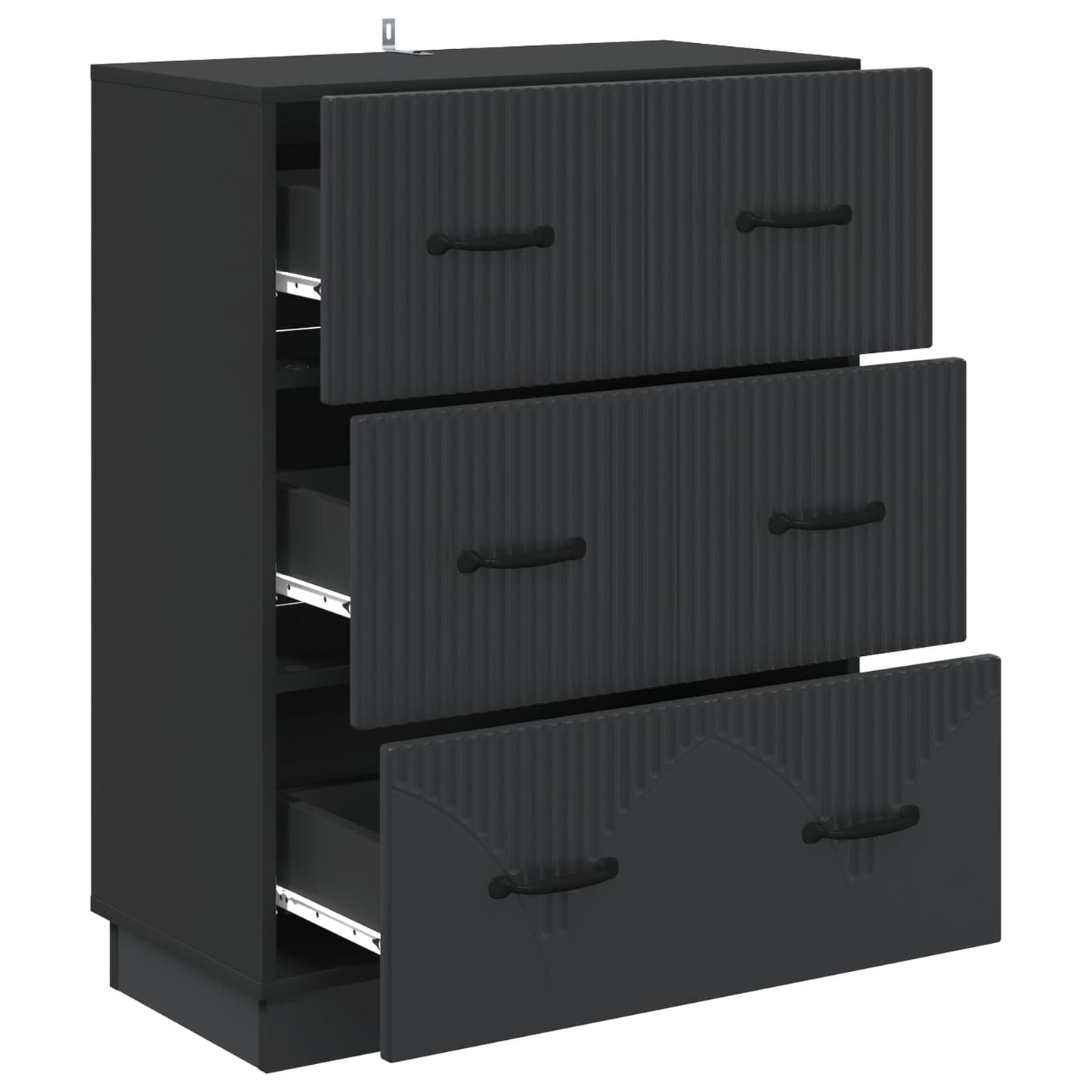 Skuffeskap Svart 66 x 34,5 x 87 cm Konstruert tre
