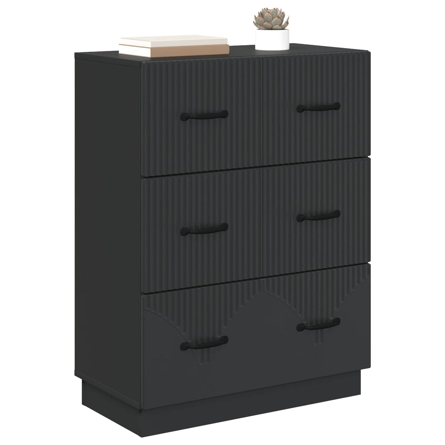 Skuffeskap Svart 66 x 34,5 x 87 cm Konstruert tre