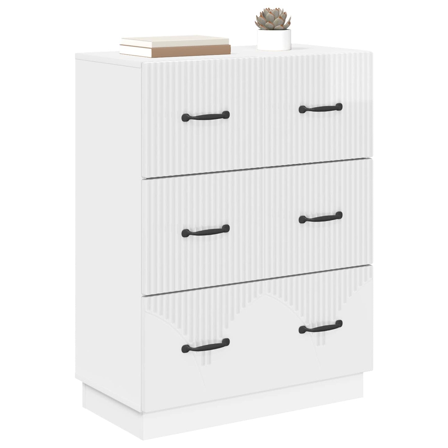 Skuffeskap Høgglans hvit 66 x 34,5 x 87 cm Konstruert tre