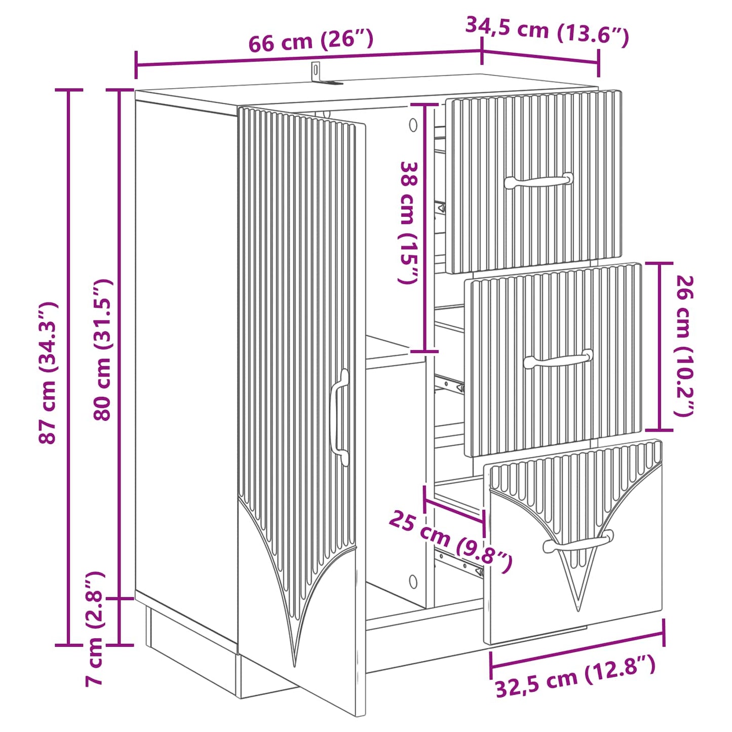 Serviesskap Betonggrå 66 x 34,5 x 87 cm Konstruert tre