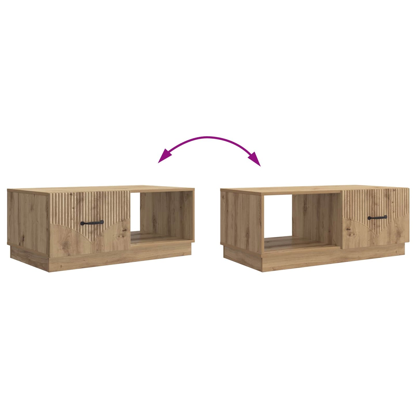 Kaffebord Artisan eik 90 x 50 x 37 cm Konstruert tre