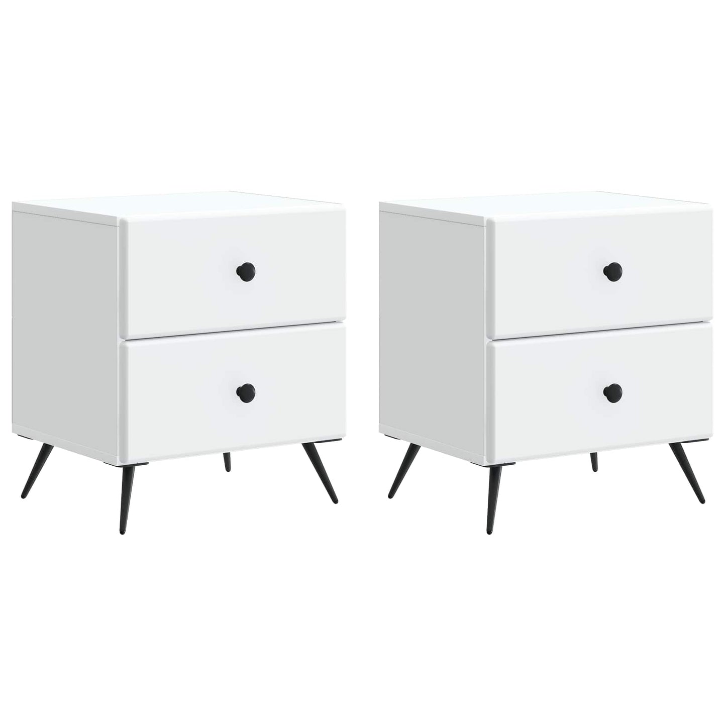 Nattbordskap 2 pcs Hvit 43 x 34,5 x 47,5 cm Konstruert tre