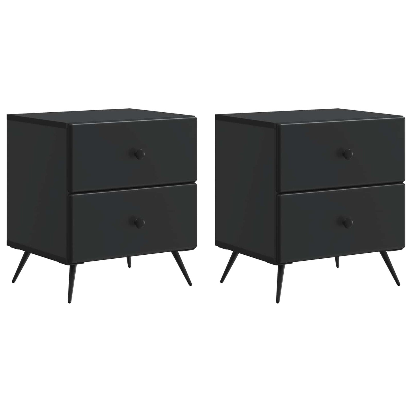 Nattbordskap 2 pcs Svart 43 x 34,5 x 47,5 cm Konstruert tre