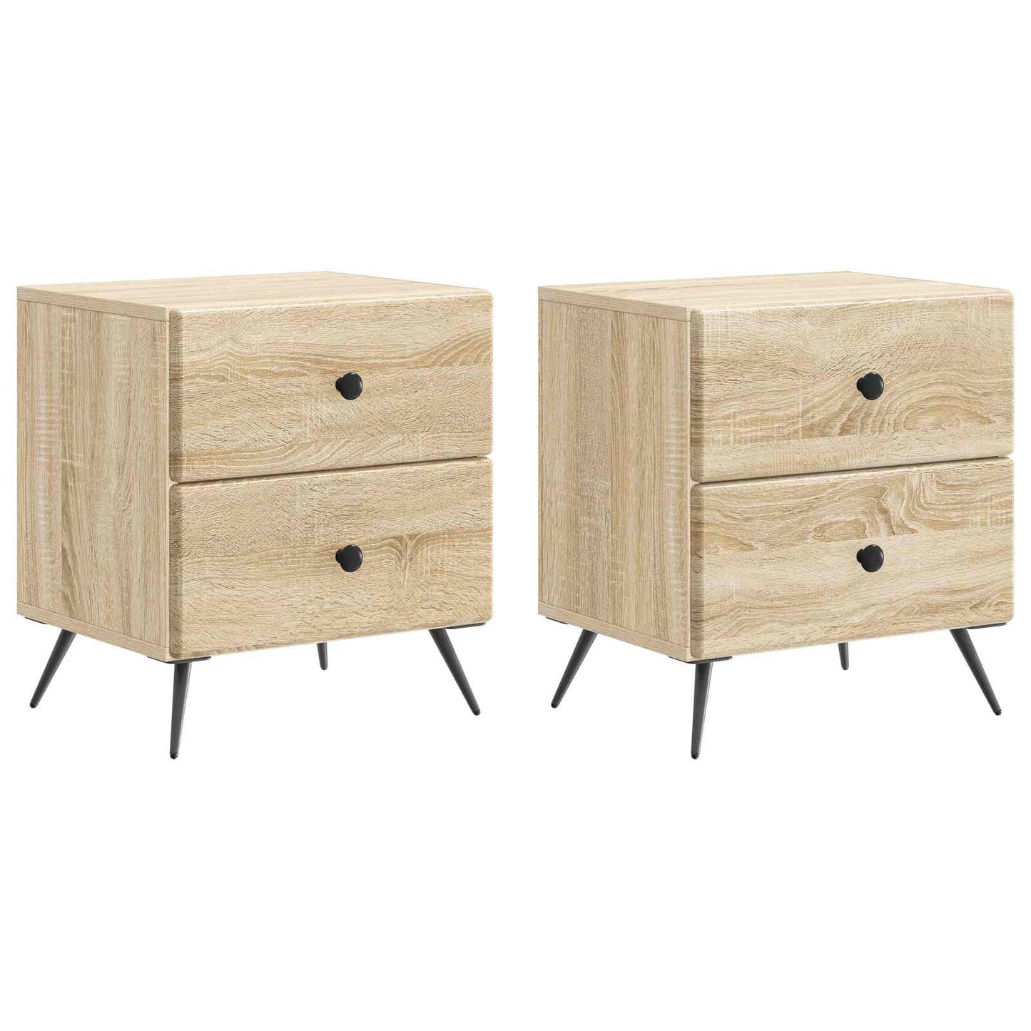 Nattbordskap med skuff 2 pcs Sonoma eik 43 x 34,5 x 47,5 cm