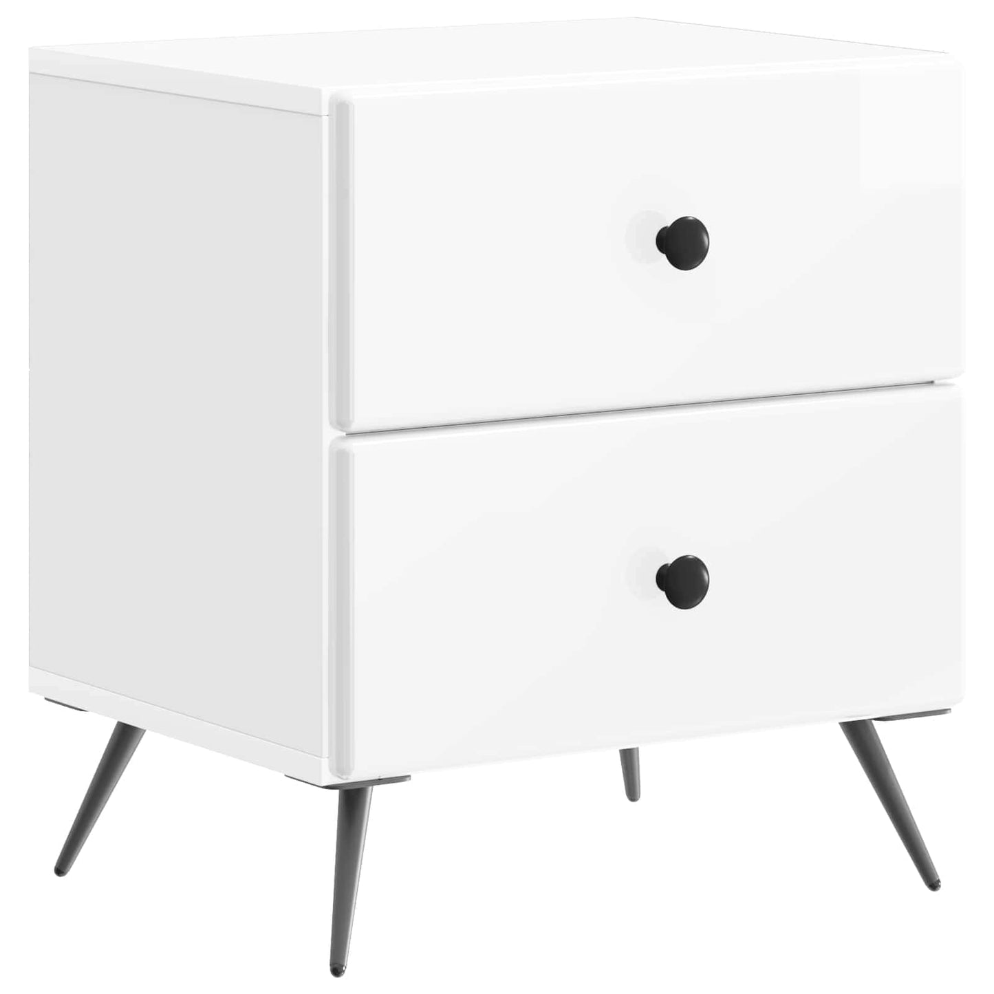 Nattbordskap med skuff 2 pcs Høgglans hvit 43 x 34,5 x 47,5 cm