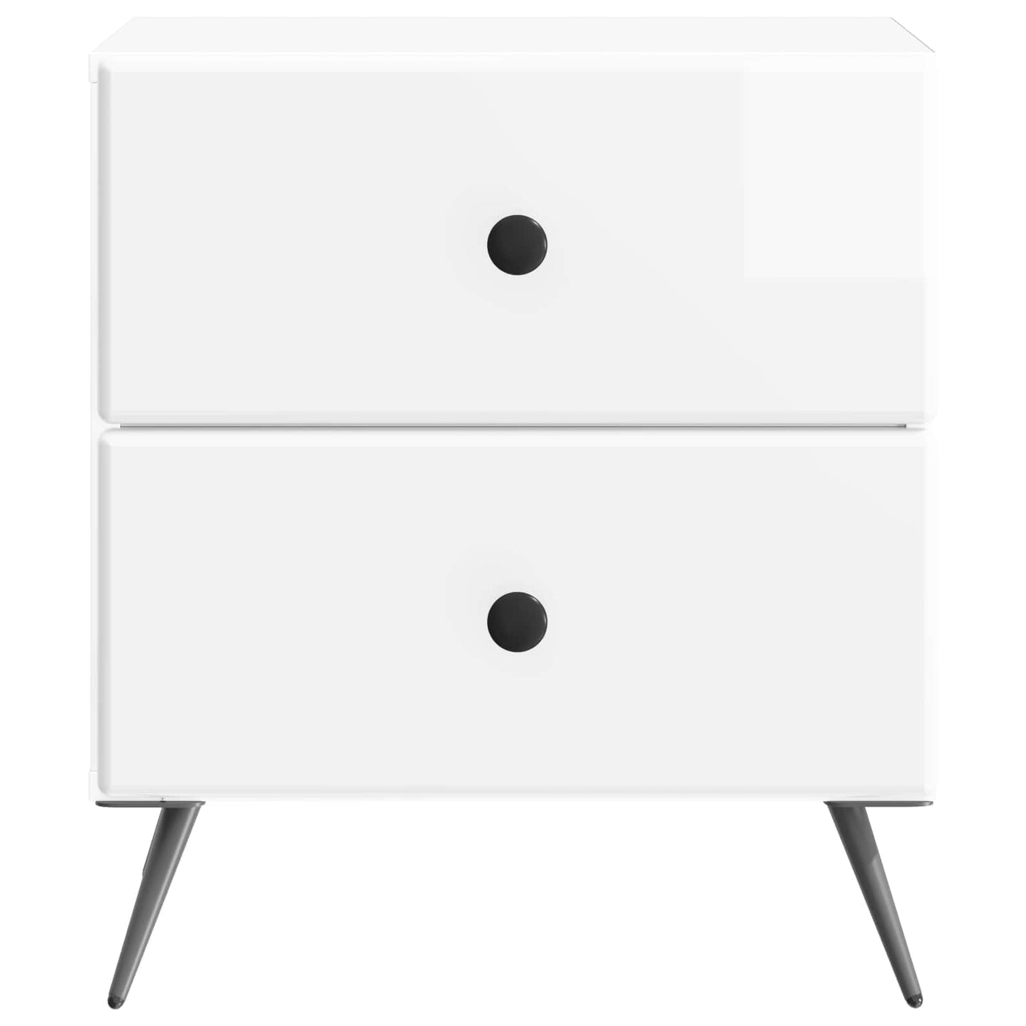 Nattbordskap med skuff 2 pcs Høgglans hvit 43 x 34,5 x 47,5 cm