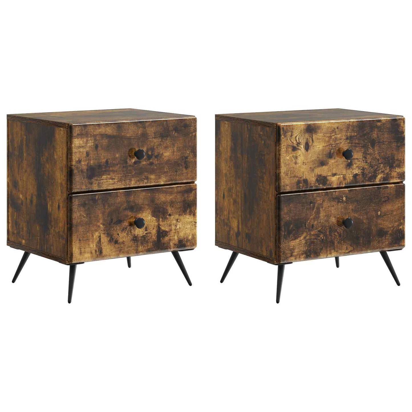 Nattbordskap 2 pcs Røkt Eik 43 x 34,5 x 47,5 cm Konstruert tre