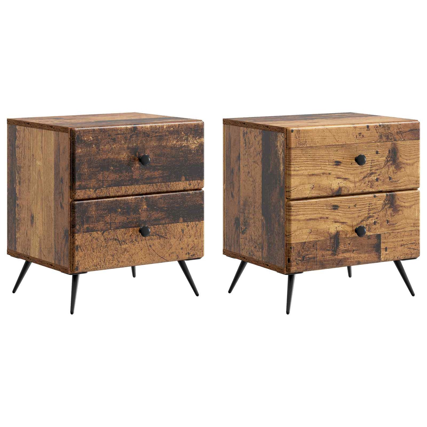 Nattbordskap med skuff 2 pcs Gammelt tre 43 x 34,5 x 47,5 cm