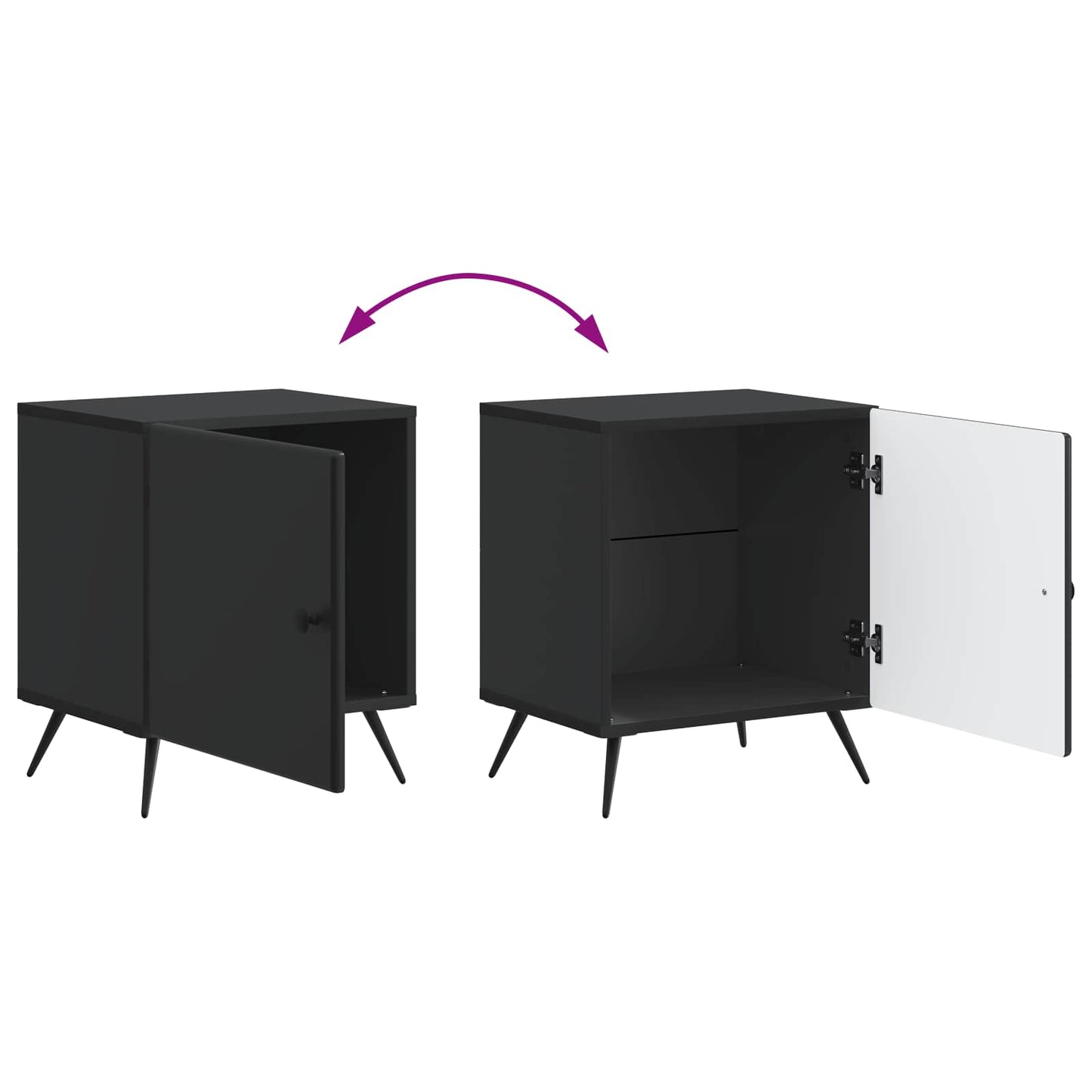 Nattbordskap Svart 43 x 34,5 x 50 cm Konstruert tre