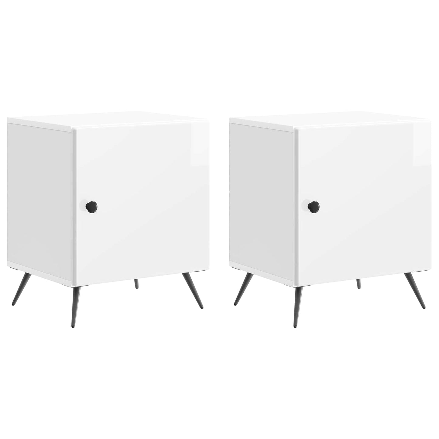 Nattbordskap 2 pcs Høgglans hvit 43 x 34,5 x 50 cm