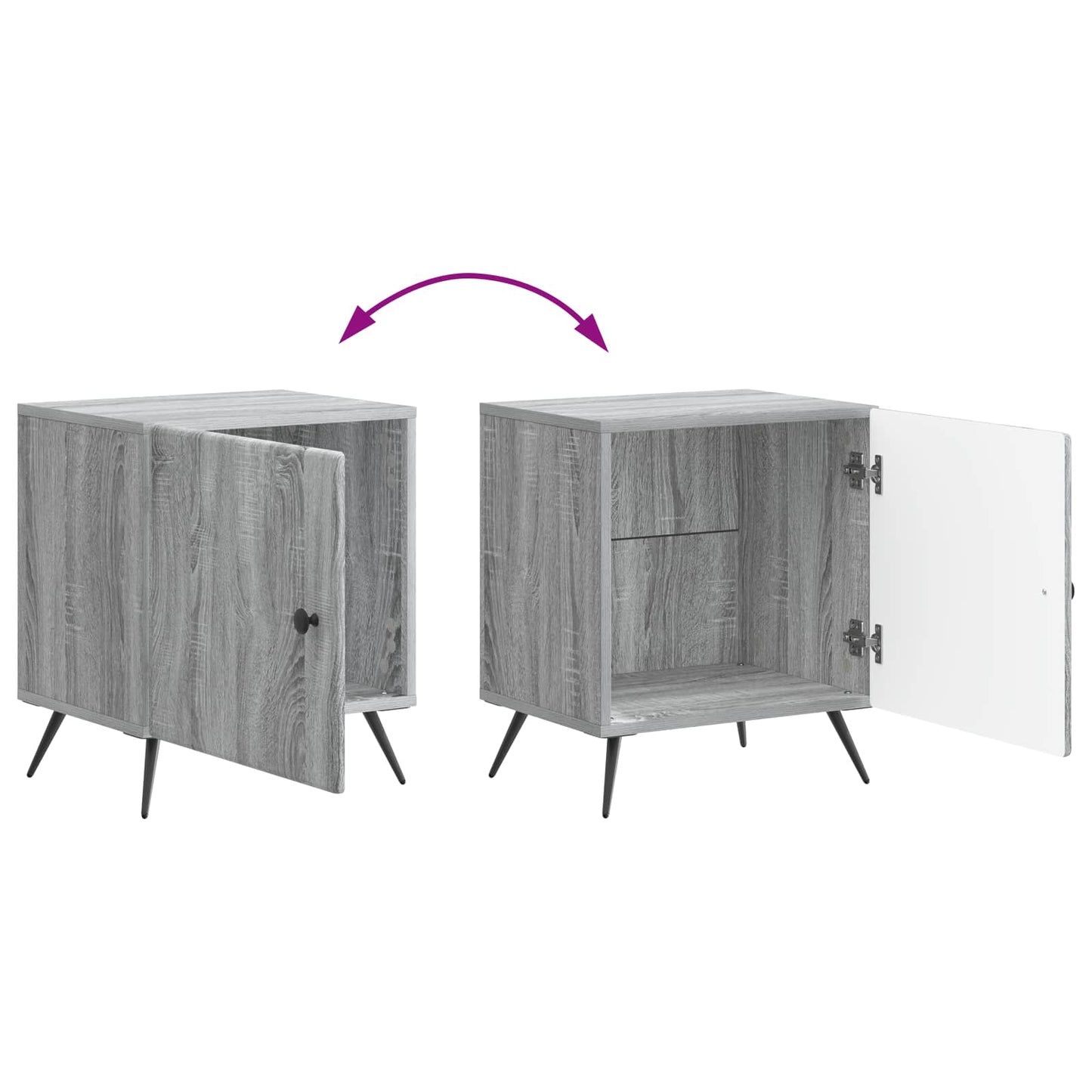 Nattbordskap 2 pcs Grå sonoma 43 x 34,5 x 50 cm Konstruert tre
