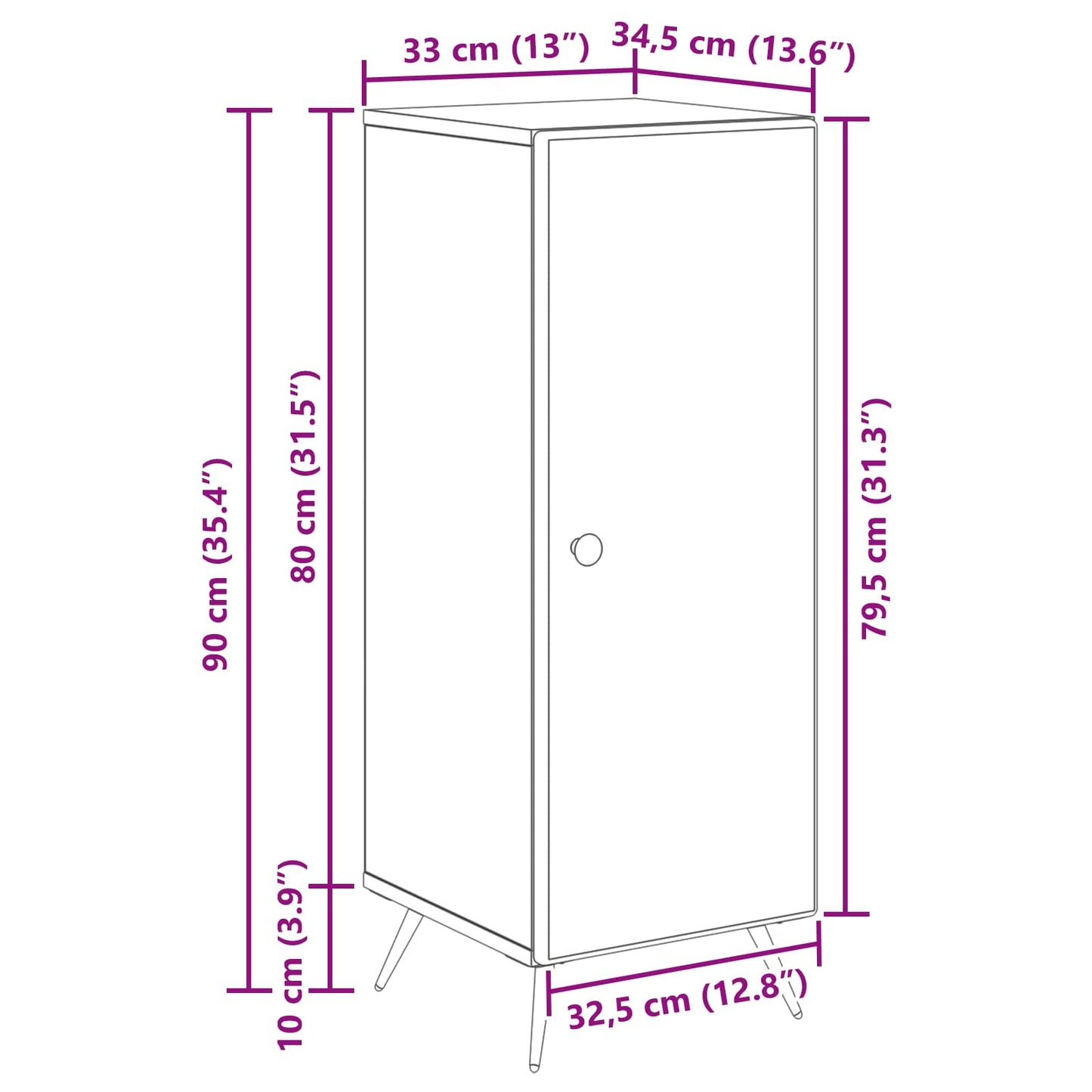 Serviesskap Hvit 33 x 34,5 x 90 cm Konstruert tre