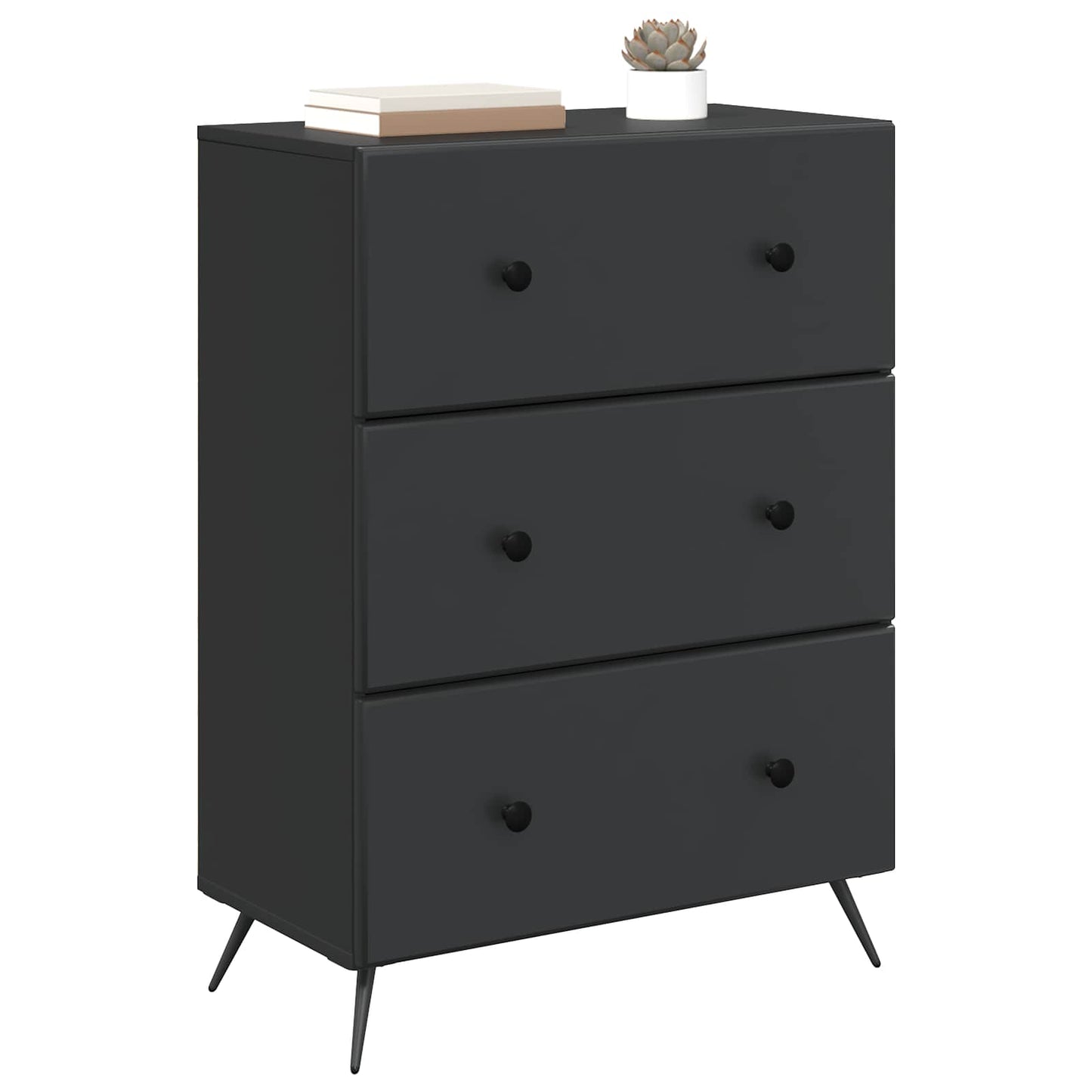 Skuffeskap Svart 66 x 34,5 x 90 cm Konstruert tre