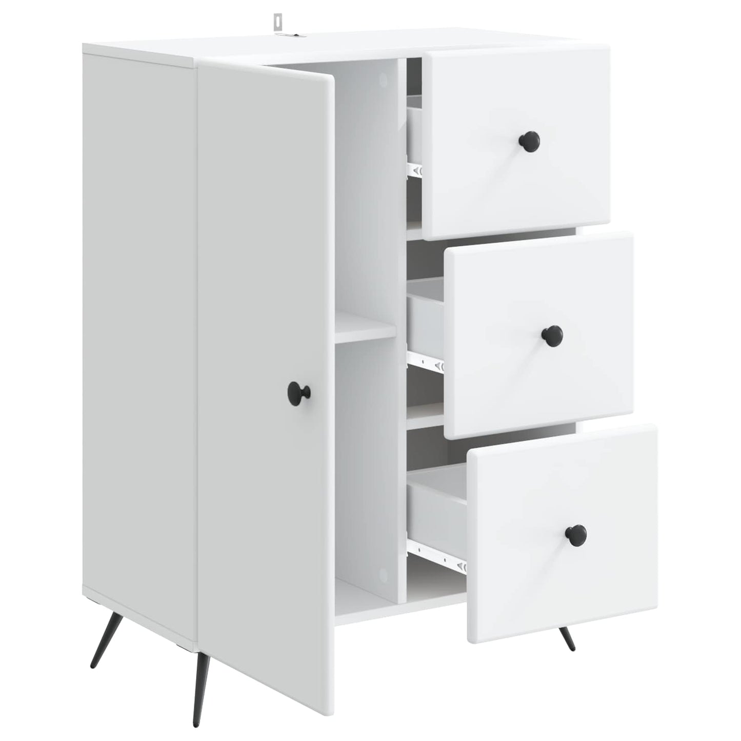 Serviesskap med skuff Hvit 66 x 34,5 x 90 cm Konstruert tre