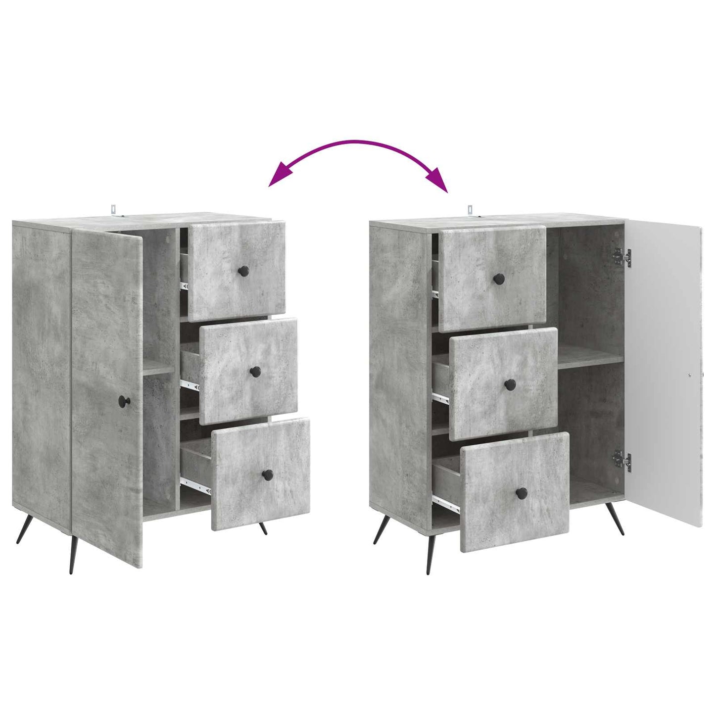 Serviesskap Betonggrå 66 x 34,5 x 90 cm Konstruert tre