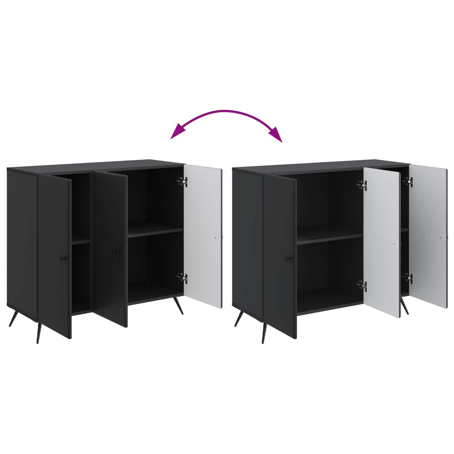 Serviesskap Svart 89 x 34,5 x 80 cm Konstruert tre