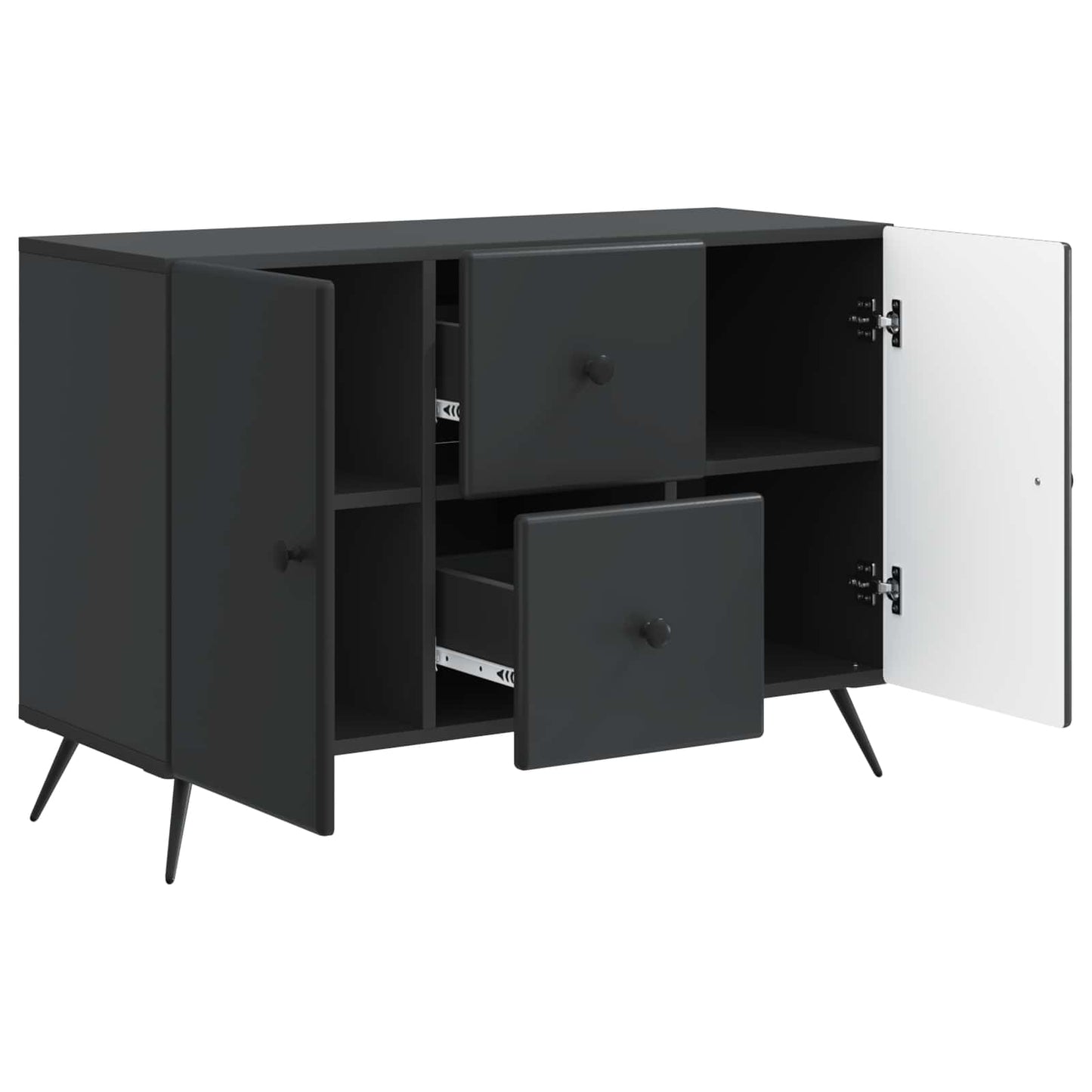 Serviesskap med skuff Svart 89 x 34,5 x 60 cm Konstruert tre