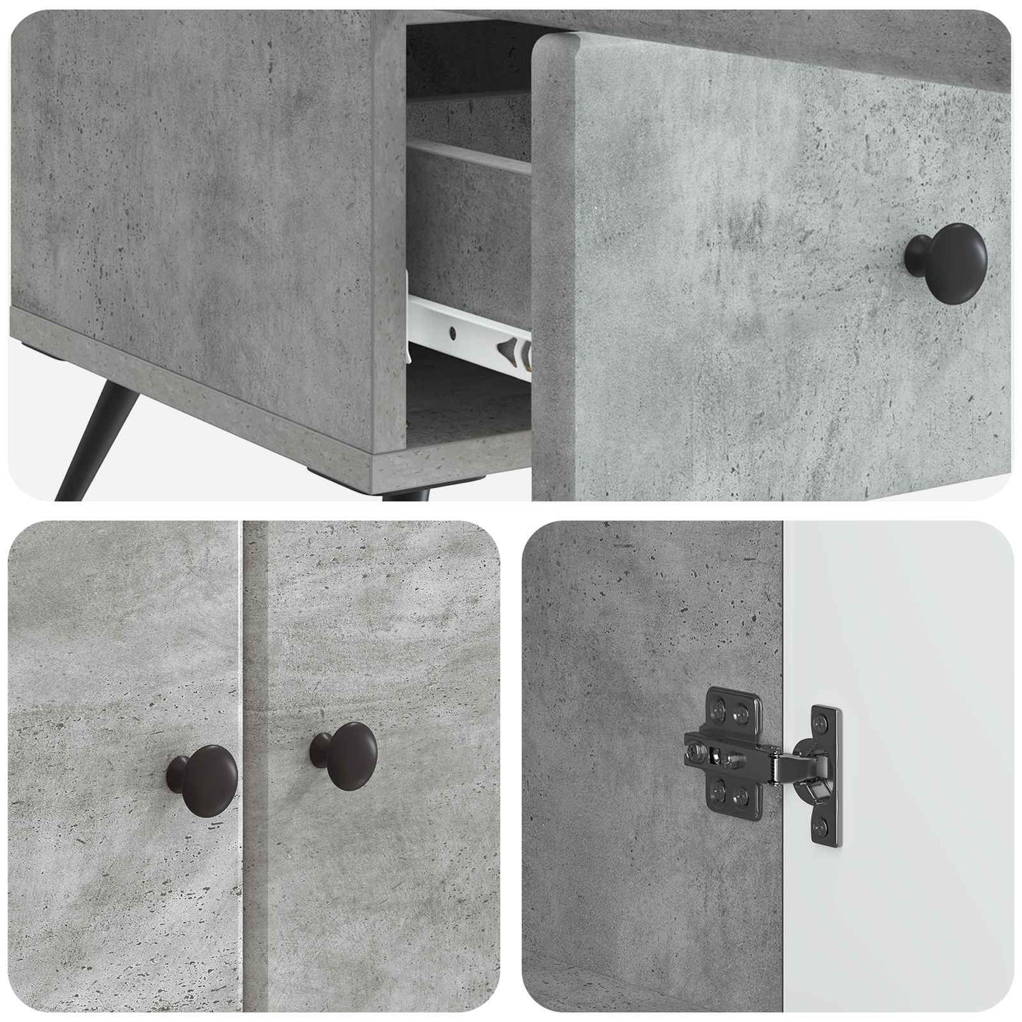 Serviesskap Betonggrå 66 x 34,5 x 95 cm Konstruert tre