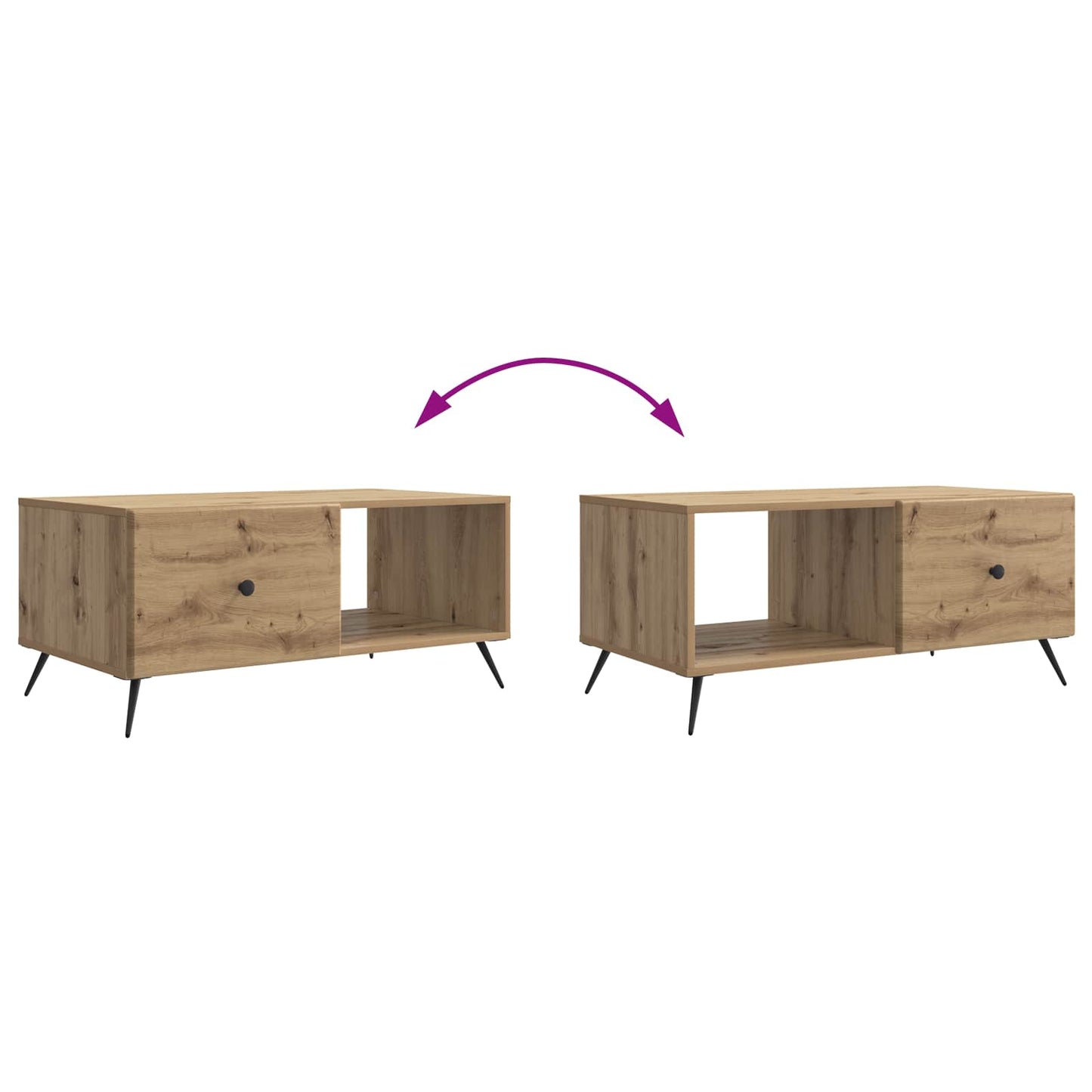 Kaffebord Artisan eik 90 x 50 x 40 cm Konstruert tre