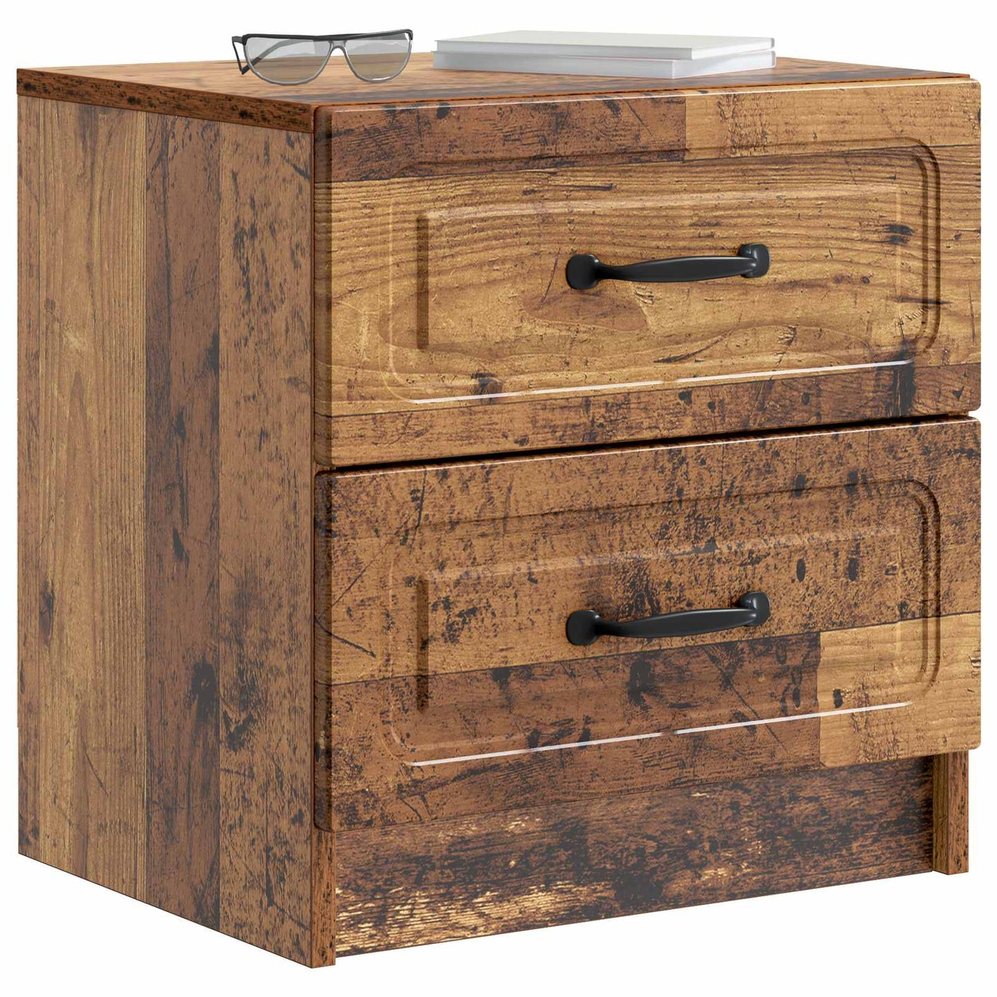 Nattbordskap med skuff 2 pcs Gammelt tre 43 x 34,5 x 44,5 cm