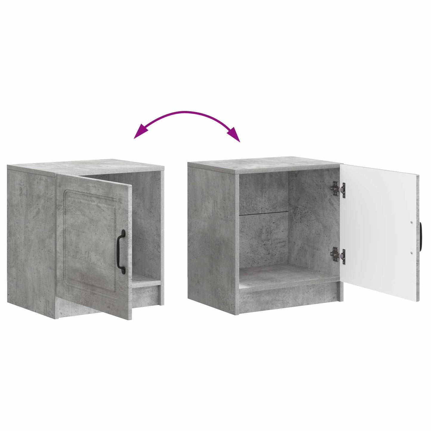 Nattbordskap 2 pcs Betonggrå 43 x 34,5 x 47 cm Konstruert tre