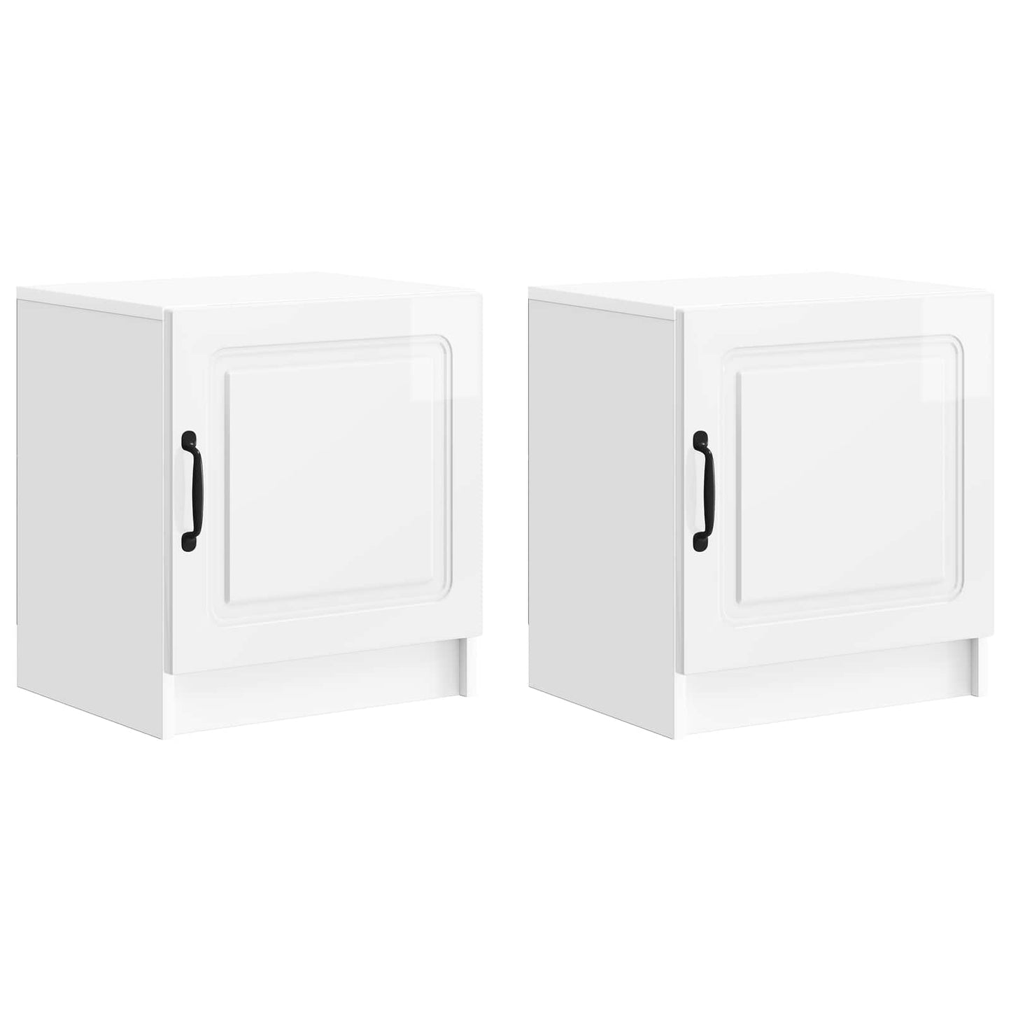 Nattbordskap 2 pcs Høgglans hvit 43 x 34,5 x 47 cm