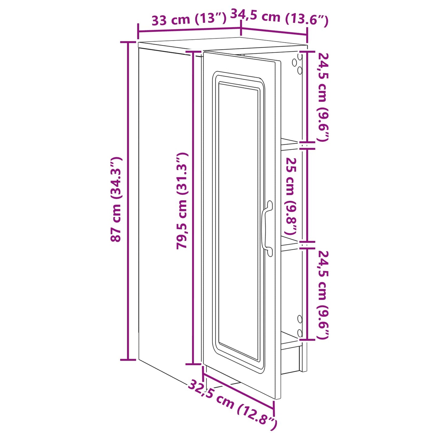 Serviesskap Gammelt tre 33 x 34,5 x 87 cm Konstruert tre