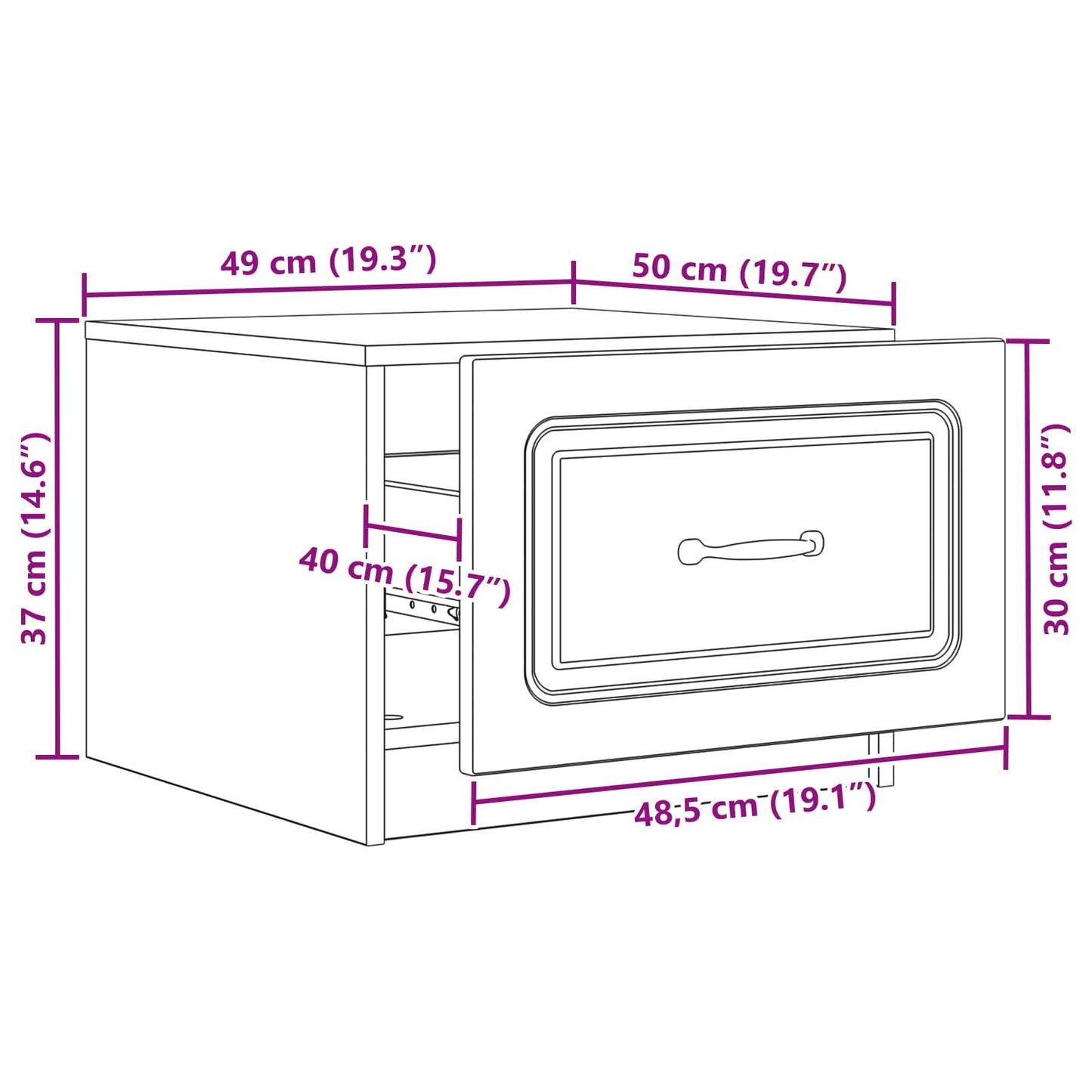 Kaffebord med skuff Hvit 49 x 50 x 37 cm Konstruert tre