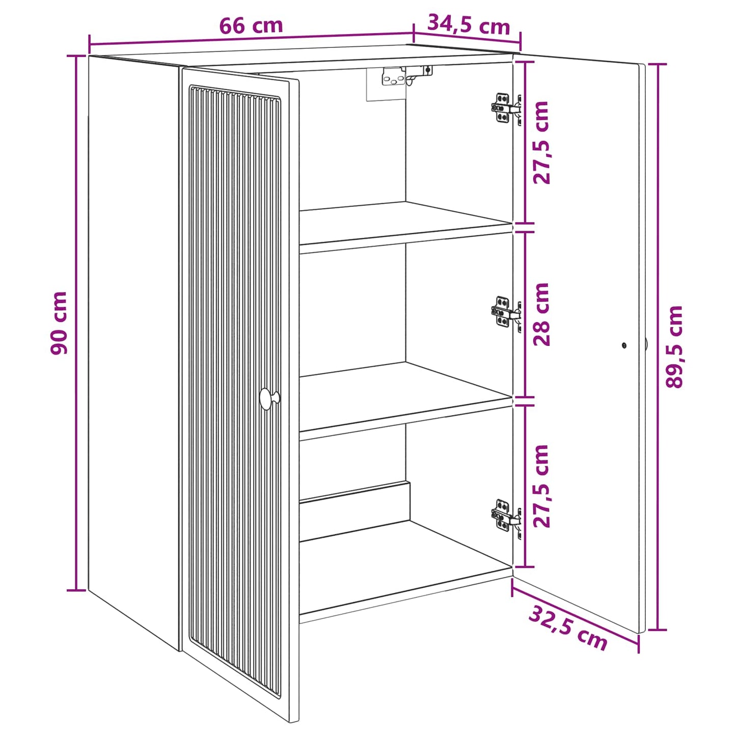 Vegghengt skap Gammelt tre 66 x 34,5 x 90 cm Konstruert tre