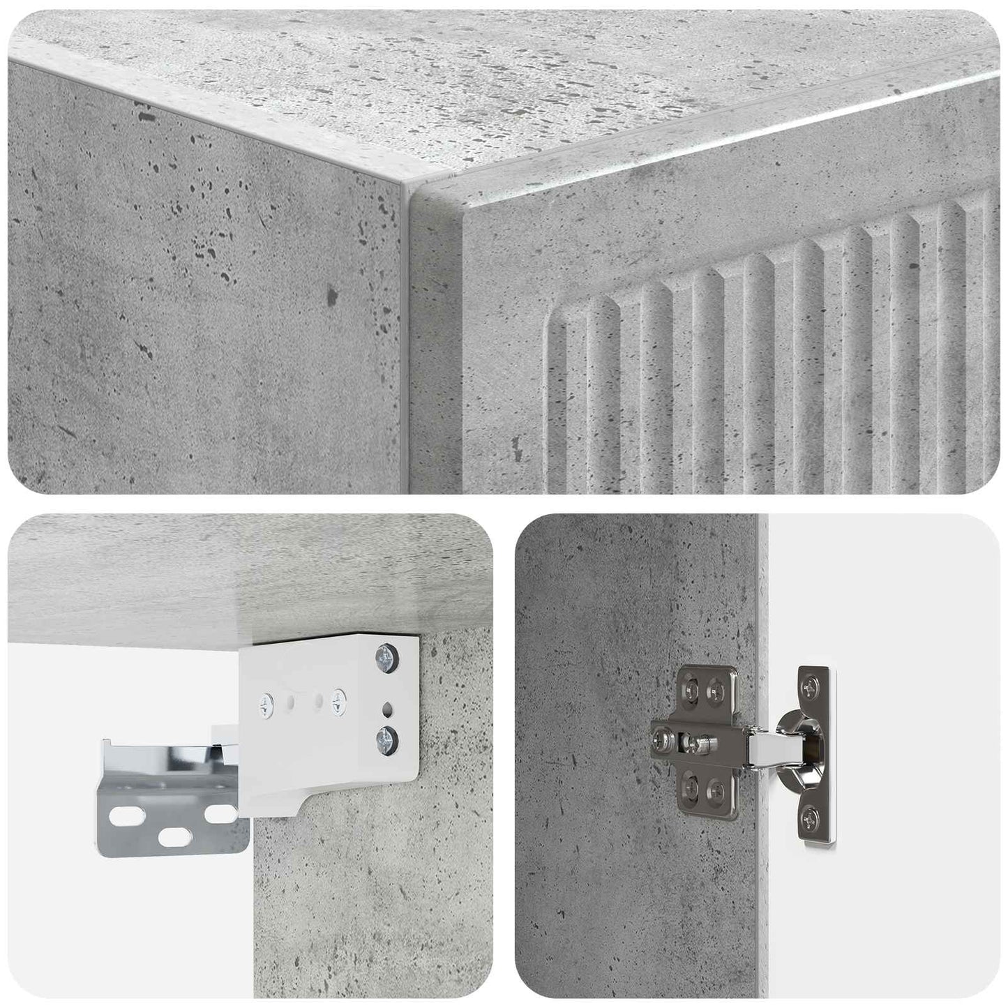 Vegghengt skap Betonggrå 33 x 34,5 x 90 cm Konstruert tre