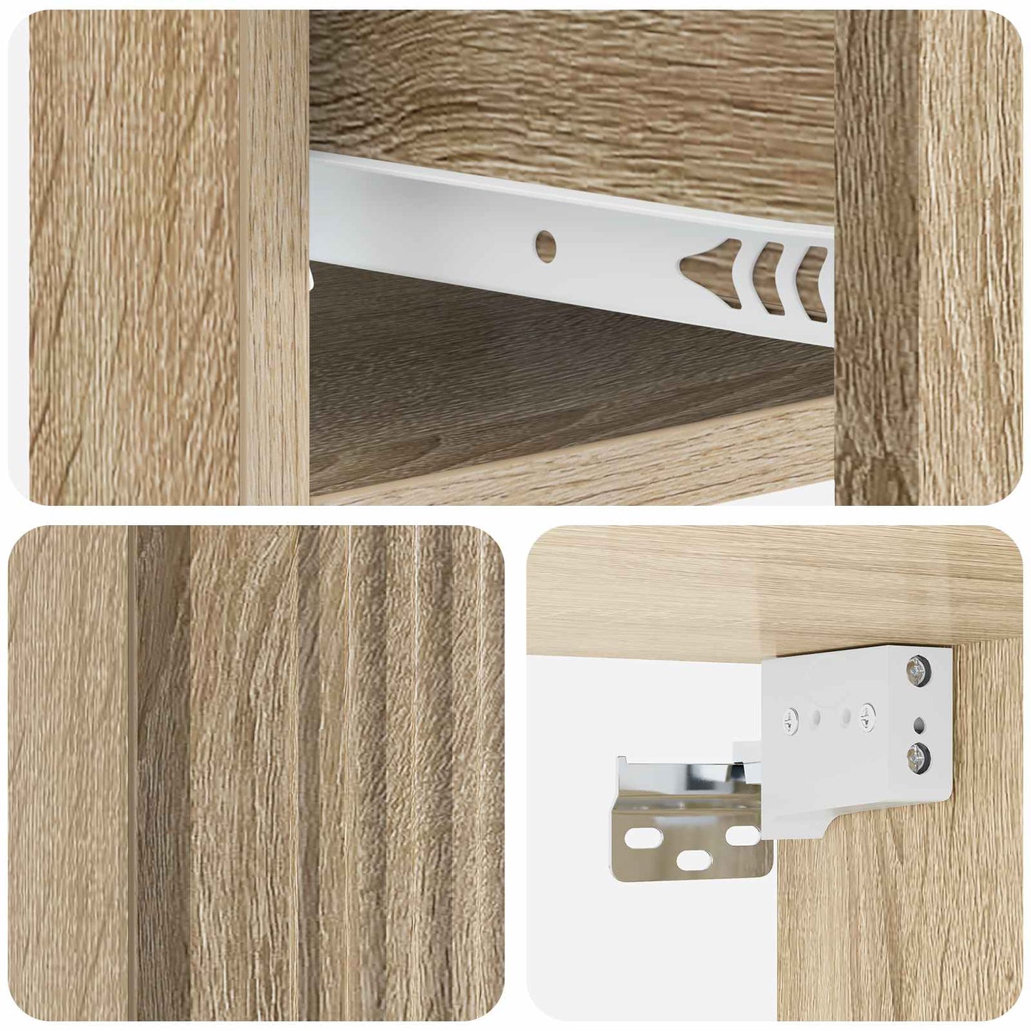 Vegghengt Nattbord med skuff 2 pcs Sonoma eik 33 x 34,5 x 20 cm