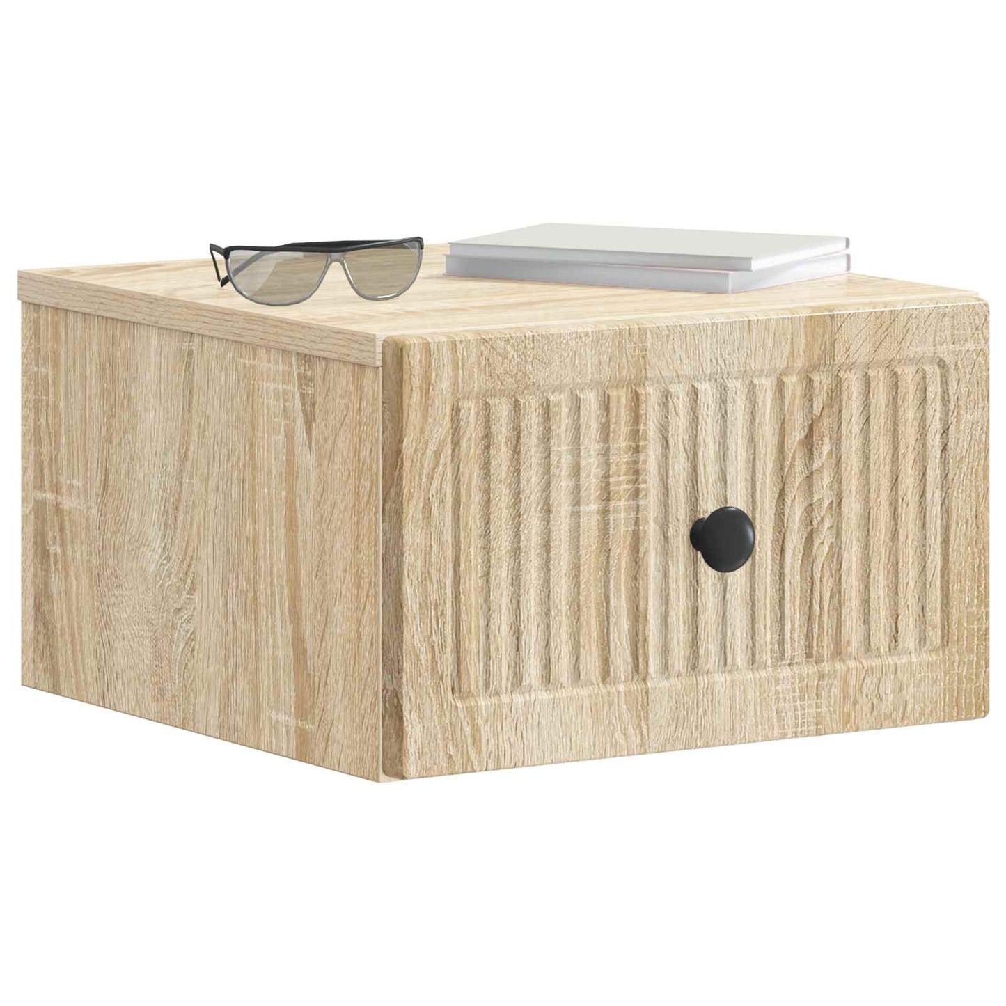 Vegghengt Nattbord med skuff 2 pcs Sonoma eik 33 x 34,5 x 20 cm